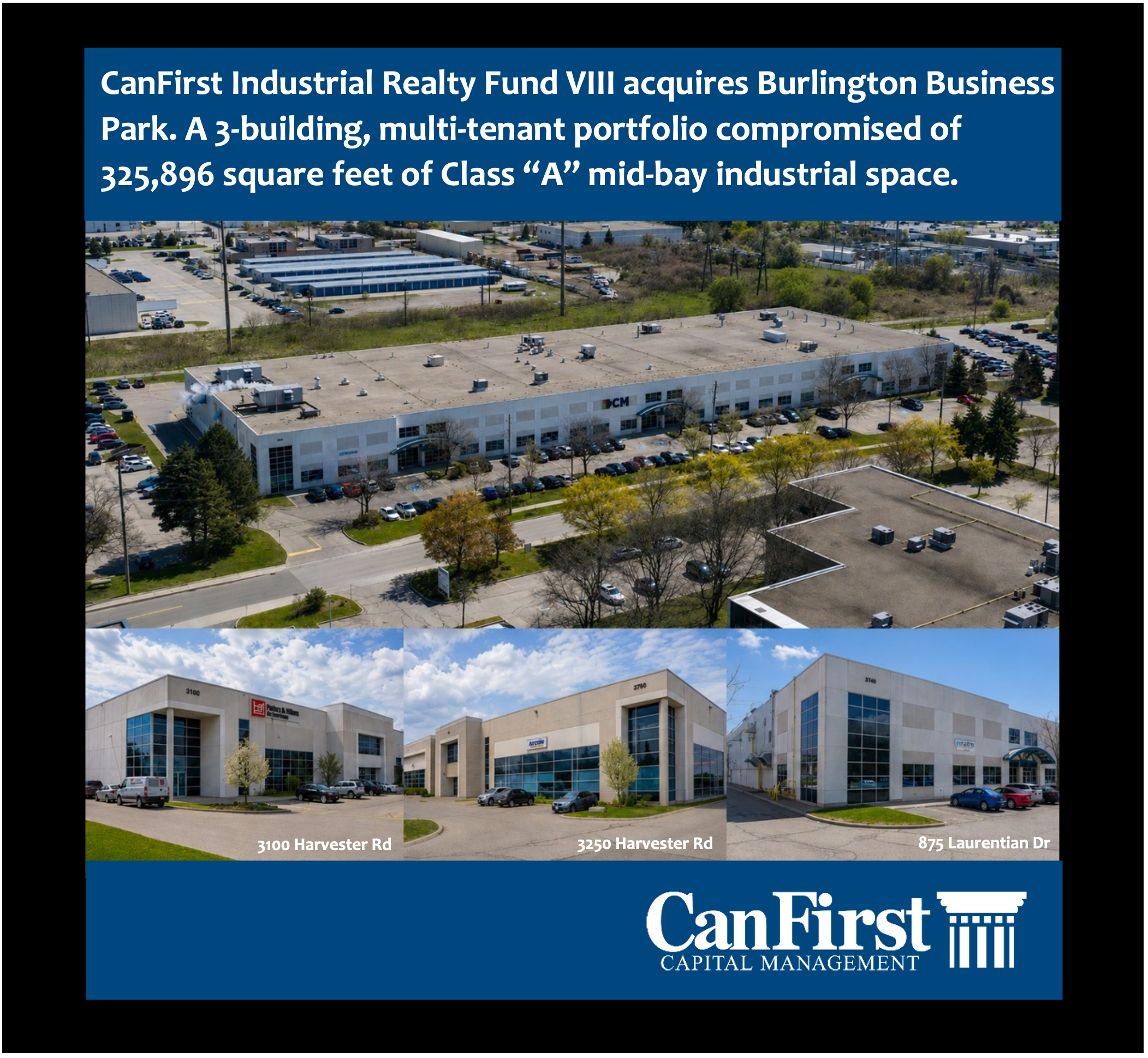 CanFirst Capital Management completes the acquisition of Burlington Business Park in Burlington