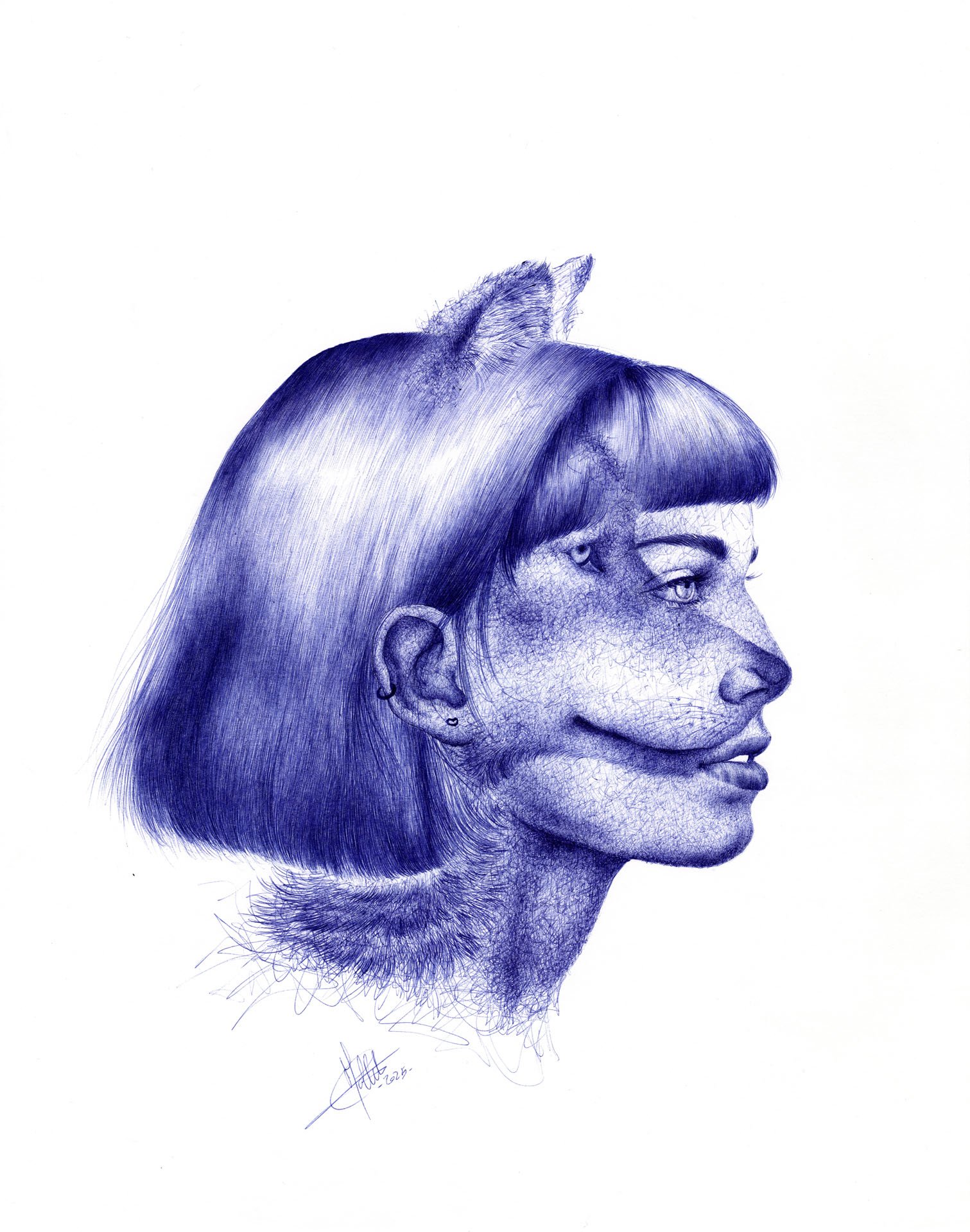 Oeuvre Originale " Intuitive " - La femme et le Loup