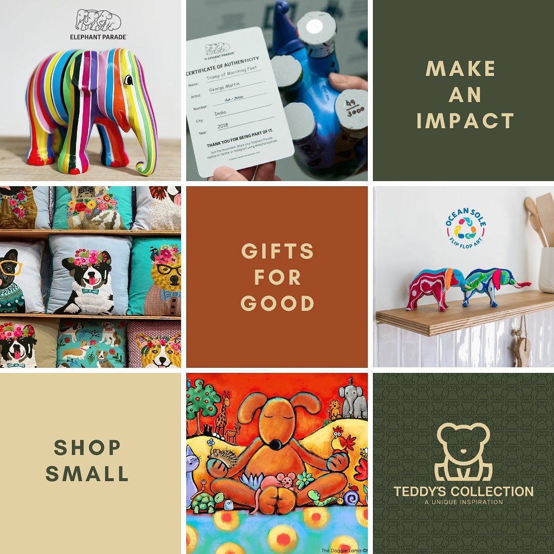 Join the Gifts for Good movement this holiday season 🛍 🌎  Everything at Teddy&rsquo;s Collection has a social mission and all of our products give back to the community by:

🐘 helping to save animals
🌱  protecting the environment
💼  creating job