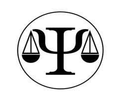 Symbol combining a Greek letter psi and scales of justice, enclosed in a circle.