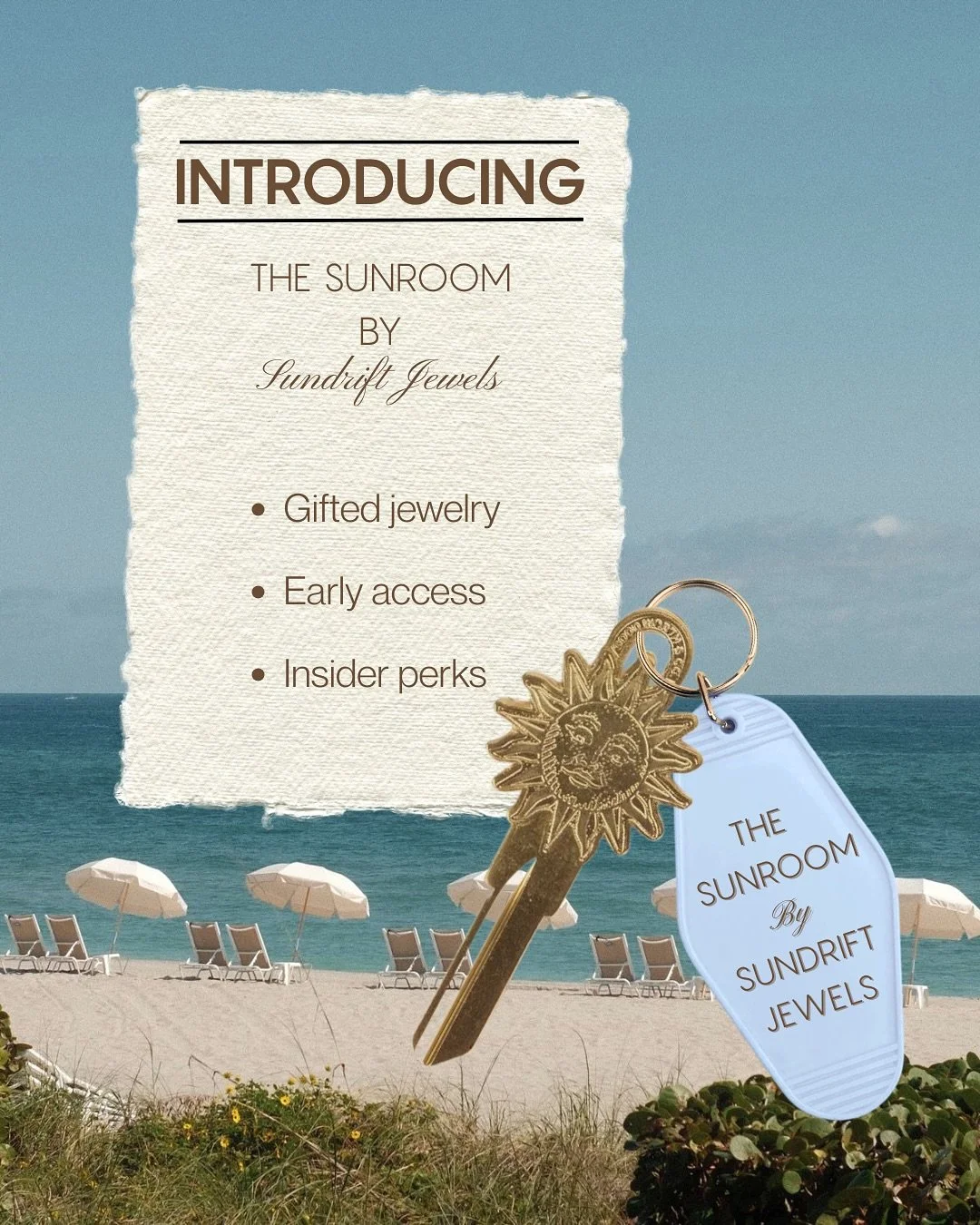 Introducing the Sunroom, our new insider circle 🌞 Gifted jewelry, early access, and a chance to create with Sundrift. 
Apply through the link in bio! 🪽🥥🌴