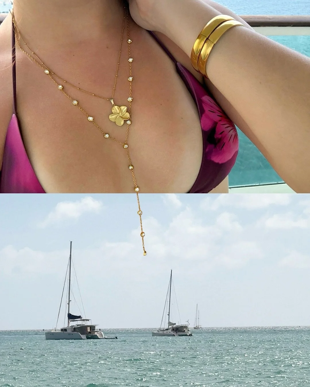 Vacation essentials: Island Bloom, Estelle Chain, and the Tan Line Trio 🐠🌴🥥