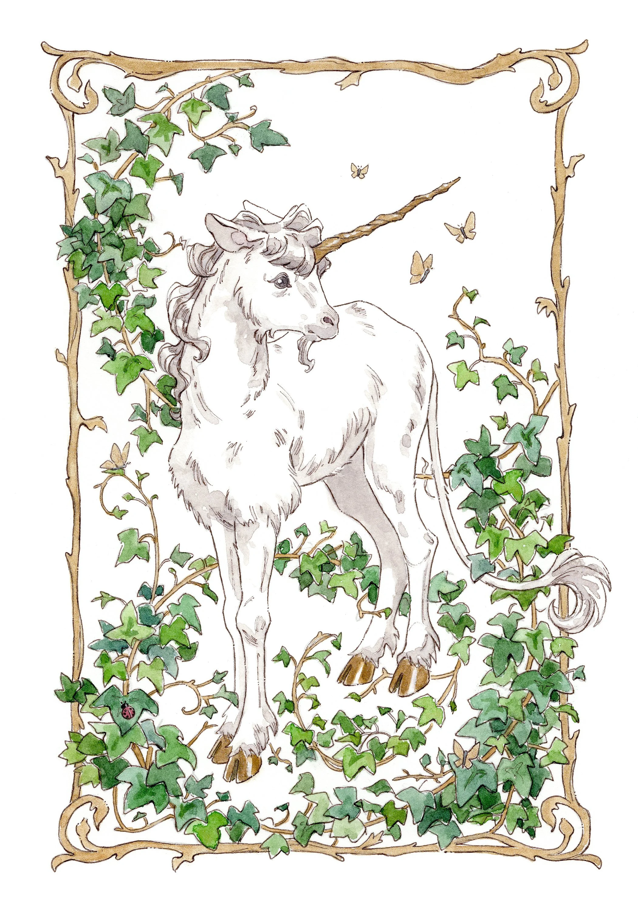 Ivy Unicorn - 2025 - Ink & Watercolor