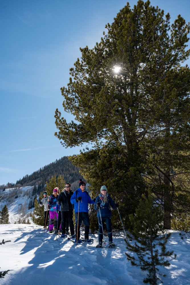 snowshoers go on a tour near Crested Butte lead by a Crested Butte Nordic guide