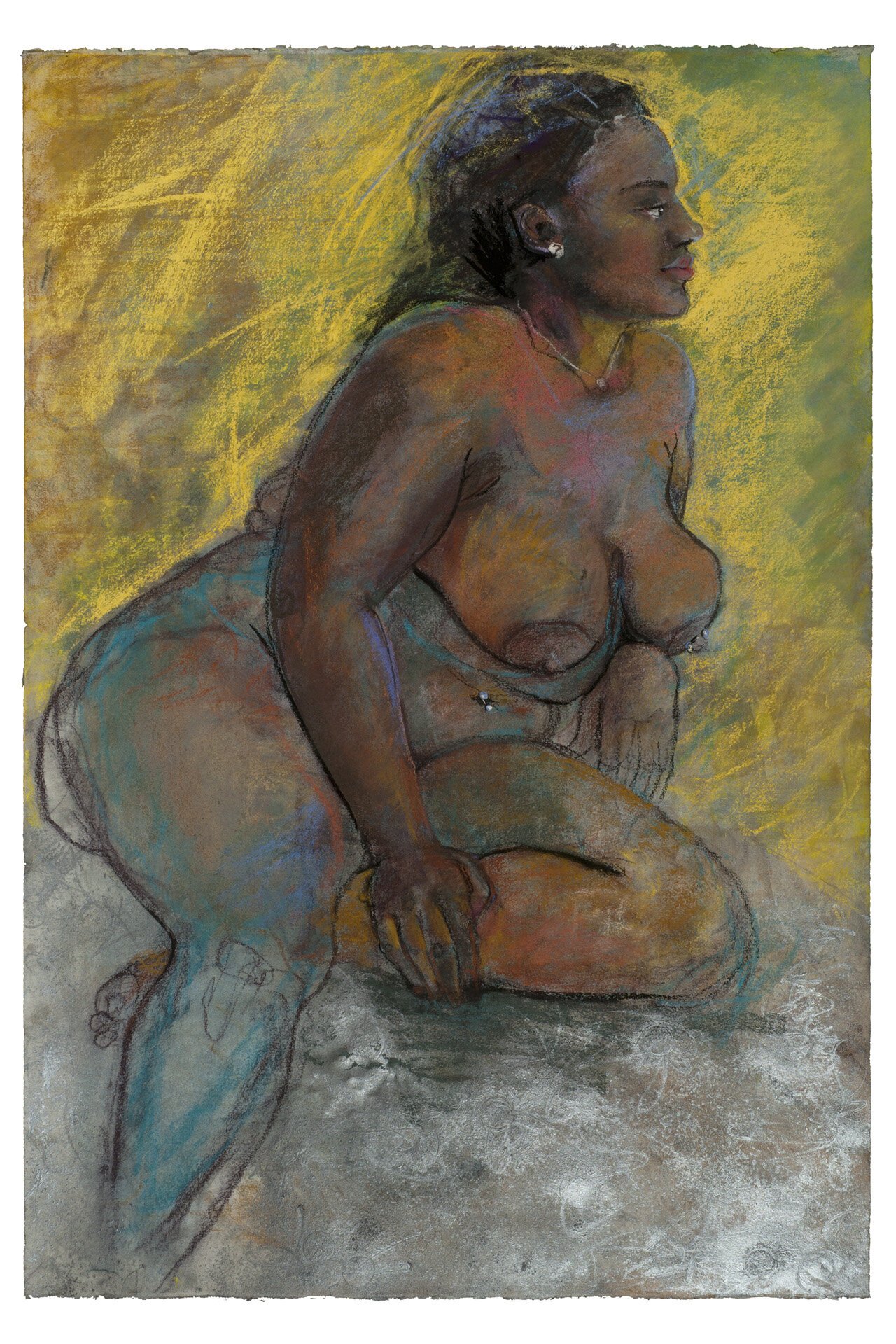 Silver and Gold, 2018, pastels on Rives BFK paper, 30 x 44 in.