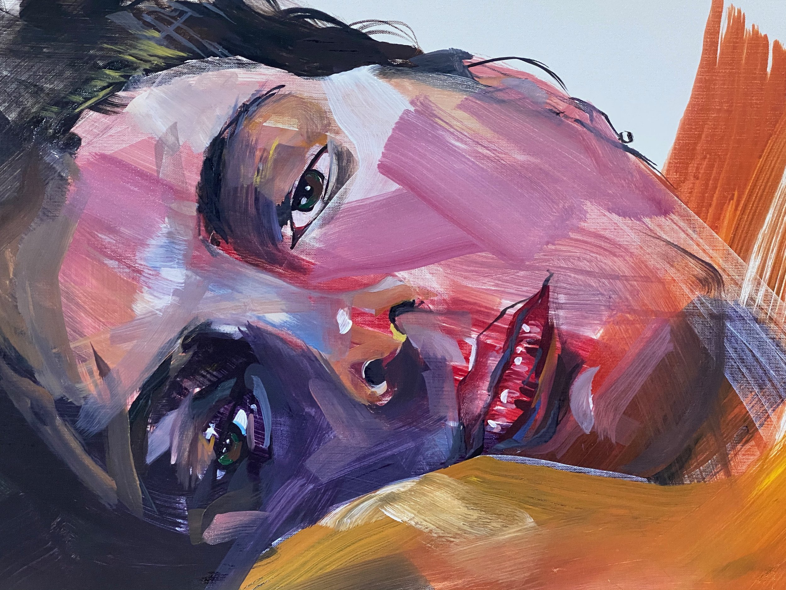 You again, 2022, oil on Canson 140 lb oil paper, 23 x 29 in.