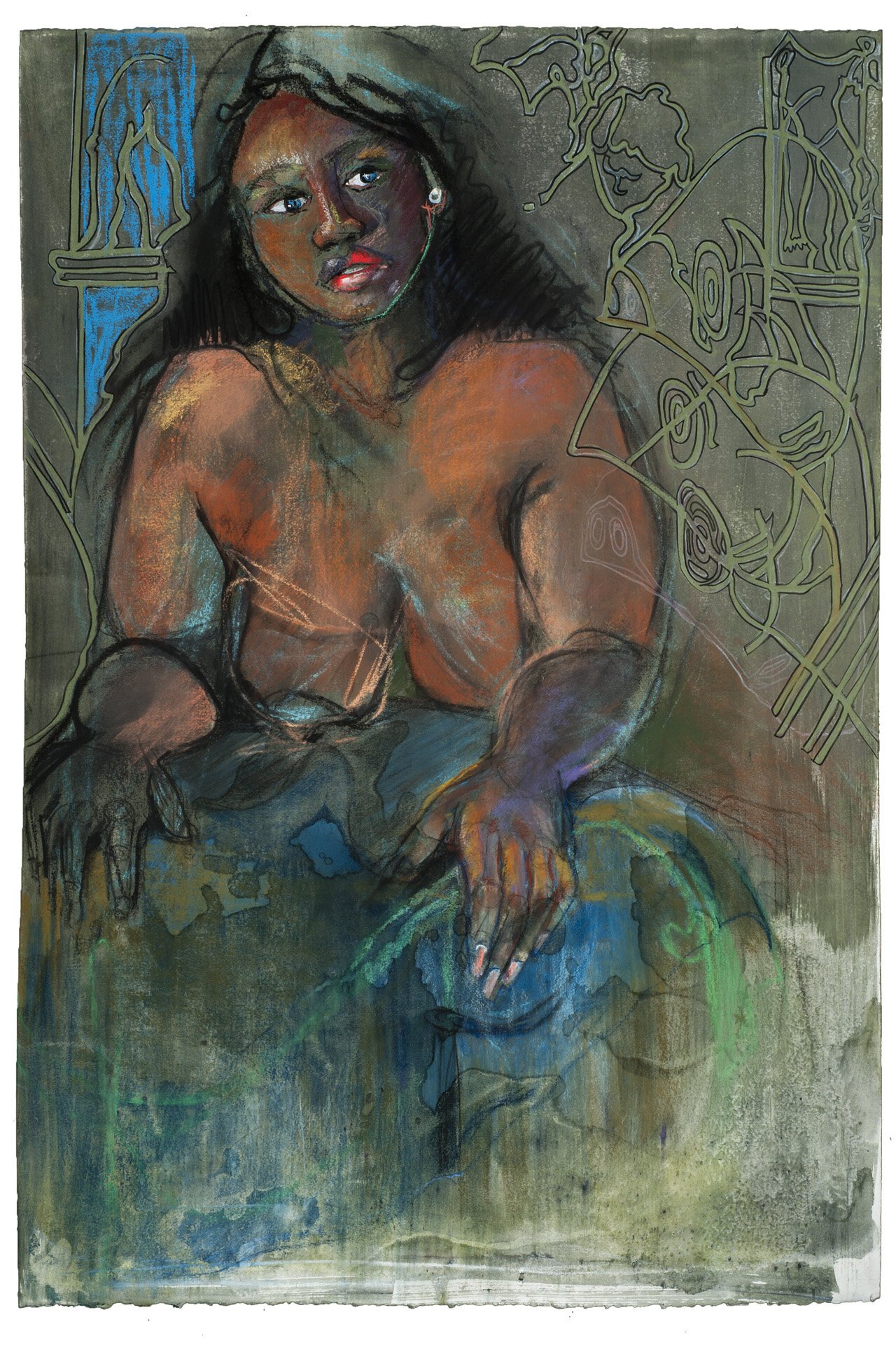 Jonah's Amaranth, 2020, pastels on Rives BFK paper, 30 x 44 in. (35 x 49 in. framed)