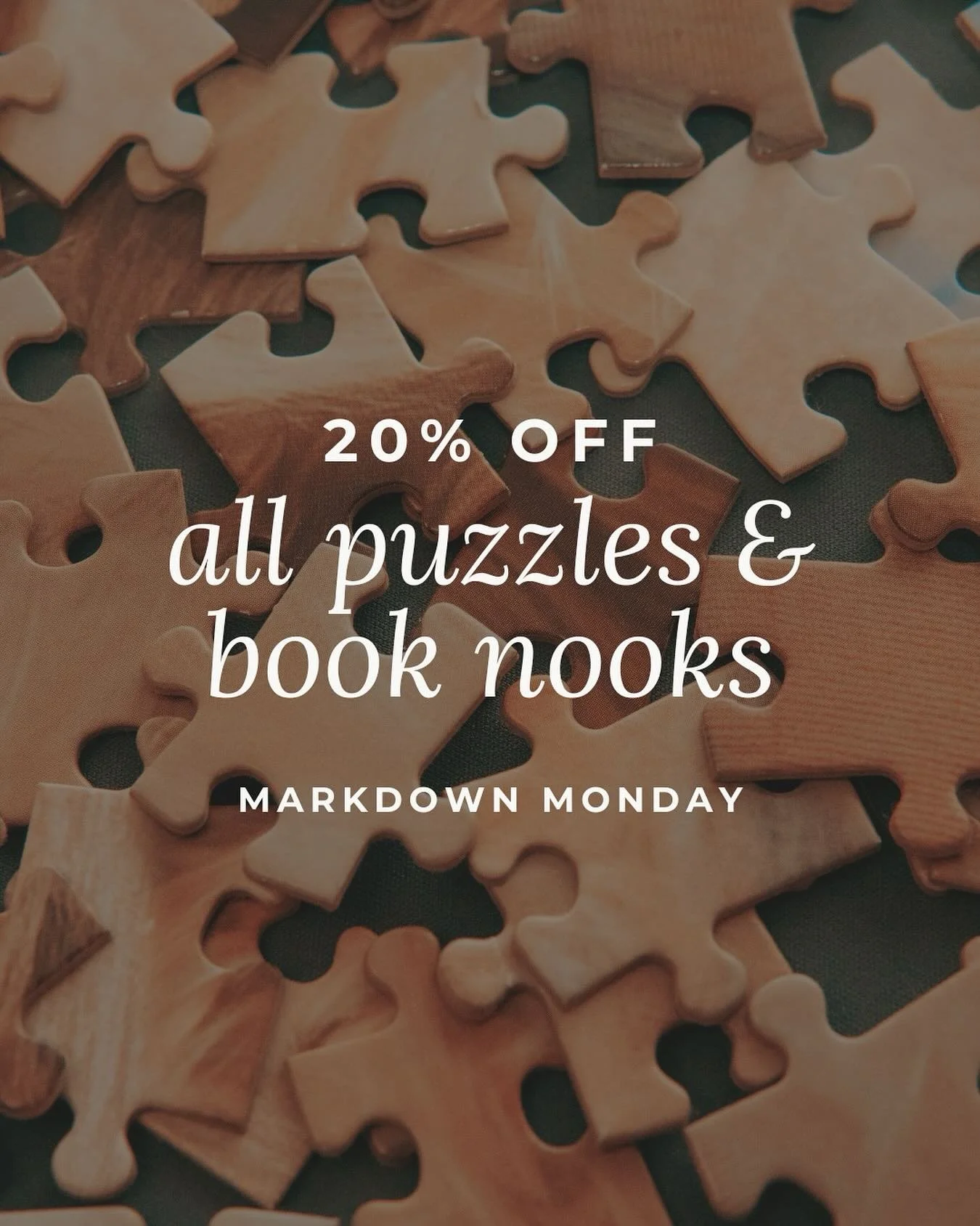 Markdown Monday = your excuse to treat yourself every week ✨

This Monday: 20% off all puzzles + book nooks 🧩📚

See you tomorrow! 👋

📍 Poe &amp; Company Bookstore

#MarkdownMonday #PoeAndCompany #BookstoreDeals #MiltonGA #PuzzleTime #BookNooks