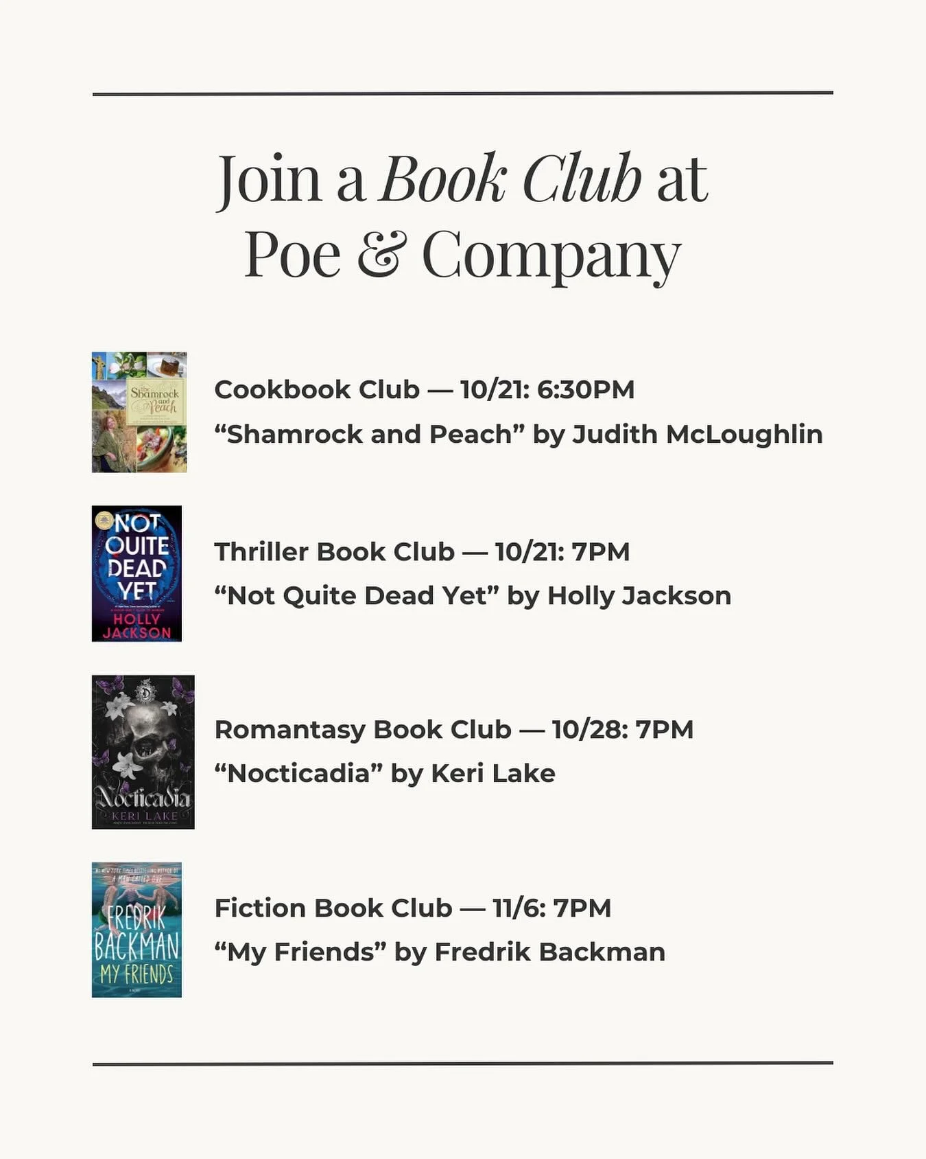 Warning: Join one book club and you&rsquo;ll want to join them all. 🤓📚 

#ReadWithUs #PoeAndCompanyBookstore #BookClubLife