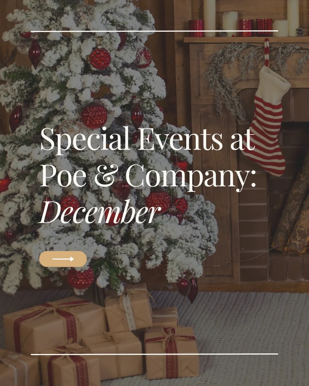 December at Poe &amp; Company is looking extra festive 🎄✨
From book clubs and signings to Santa photos and holiday strolls, we&rsquo;ve packed the month with all the cozy moments.

Swipe to see what&rsquo;s coming up and mark your calendars &mdash; 