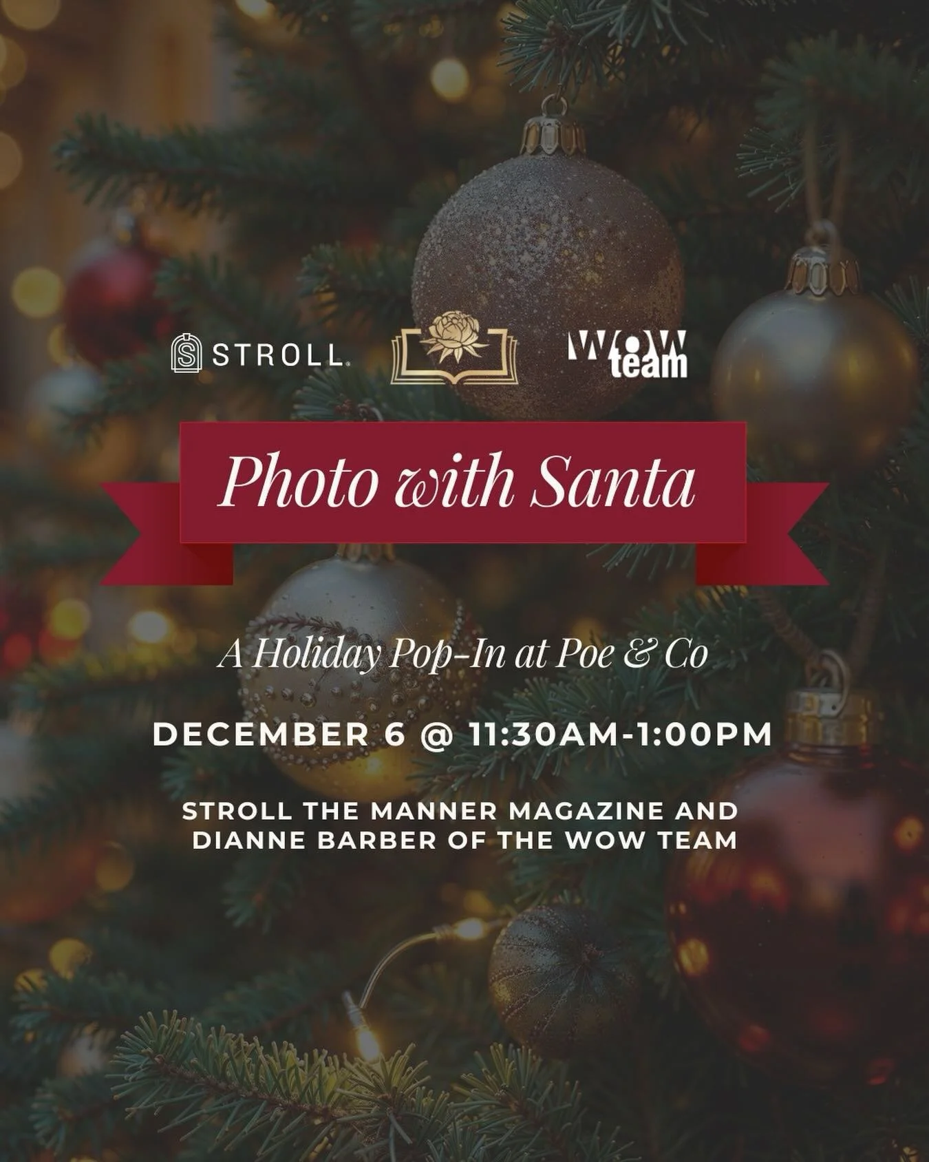 Tomorrow&rsquo;s the day! 🎅✨

Stop by between 11:30&ndash;1 for free Santa photos at Poe &amp; Co.

We&rsquo;re teaming up with @thestrollmag @rachelyatteauphotography and @barberdianne_realtor to make it extra fun &mdash; snacks, crafts, and all th