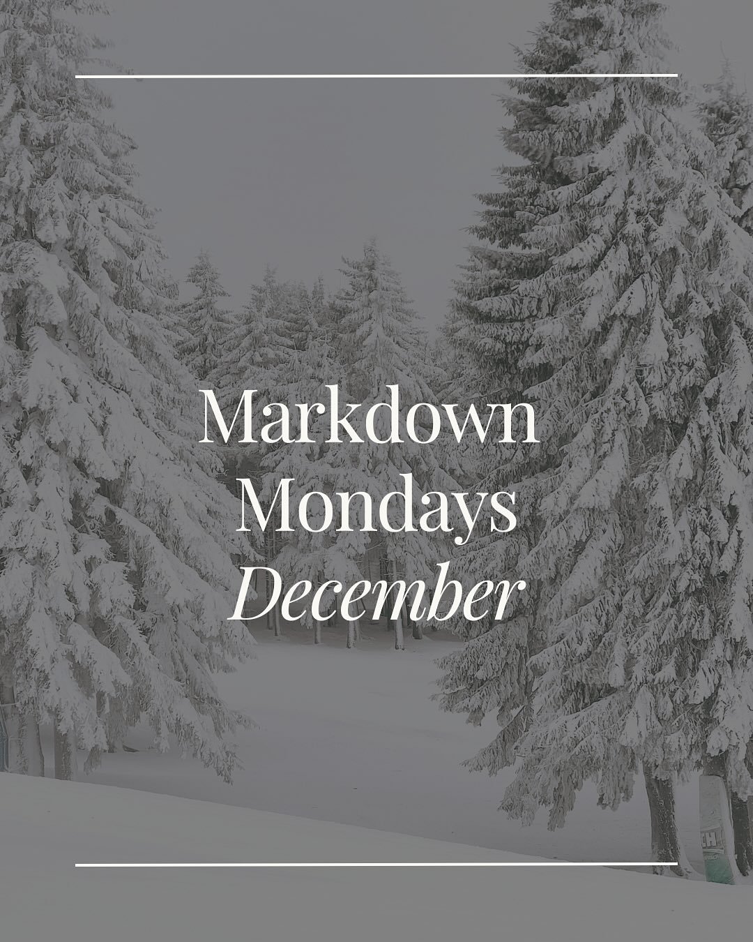 It&rsquo;s not too late to enjoy Markdown Mondays this month! ❄️

🎁 12/15 &mdash; 20% Off Gifts &amp; Coffee Table Books
📚 12/22 &mdash; 20% Off Fiction Books 
🌱 12/29 &mdash; 20% Off Self-Help &amp; Motivation Books

Which Monday are you shopping
