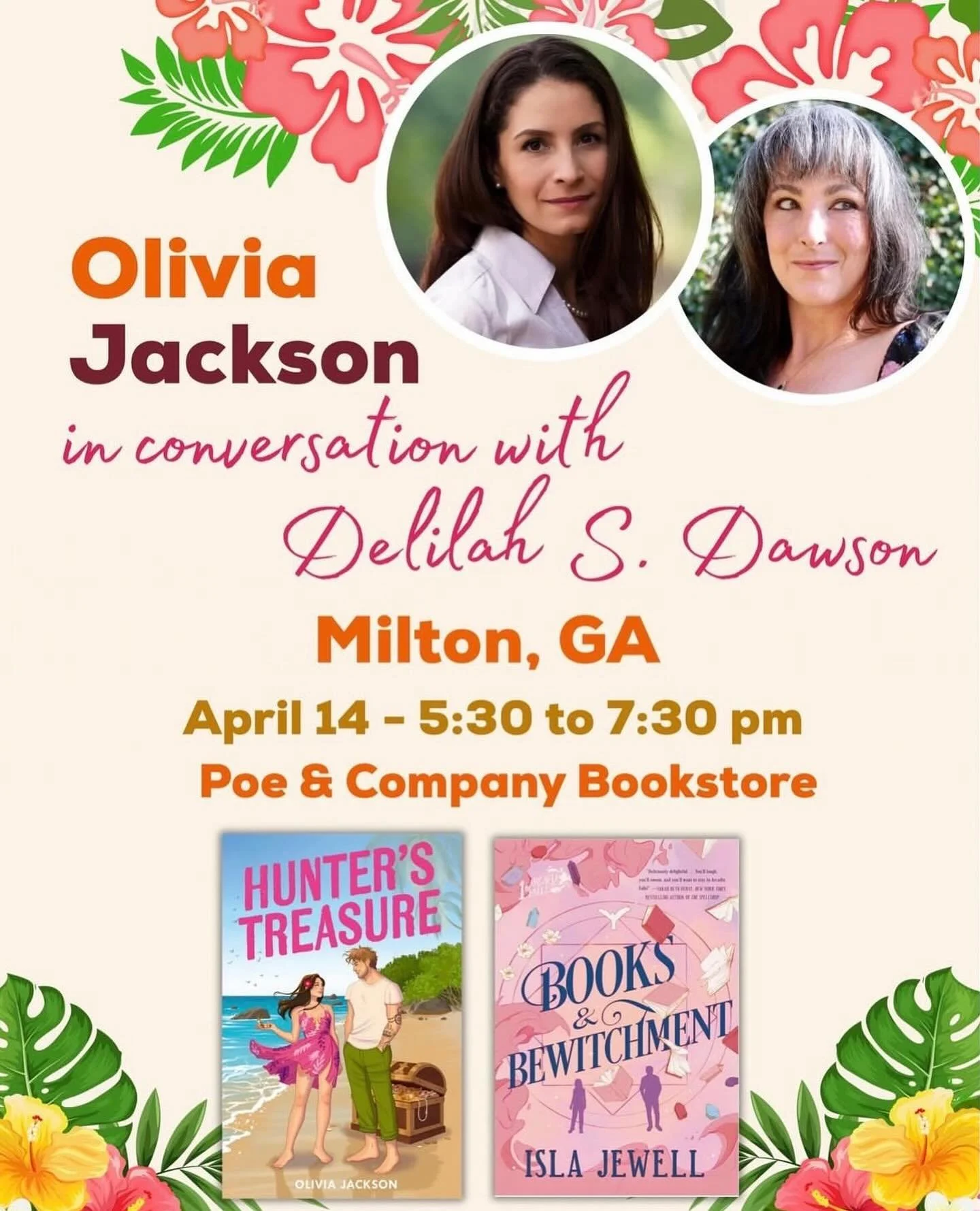 Stranded on an island with nothing but secrets, danger, and undeniable chemistry&hellip; 🏝️🌺

We&rsquo;re thrilled to host local author Olivia Jackson as she introduces her newest novel, &ldquo;Hunter&rsquo;s Treasure&rdquo;. She&rsquo;ll be joined
