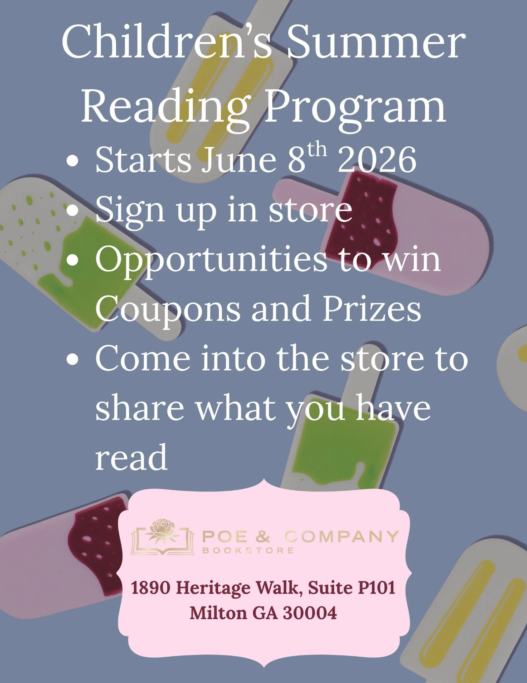 📚☀️ Our Summer Reading Program starts June 8! ☀️📚

Kids can sign up in-store and start tracking their summer reads on our reading chart on the stage! Every time you finish a new book, come by and add a sticker to celebrate your progress 🎉

Plus, t