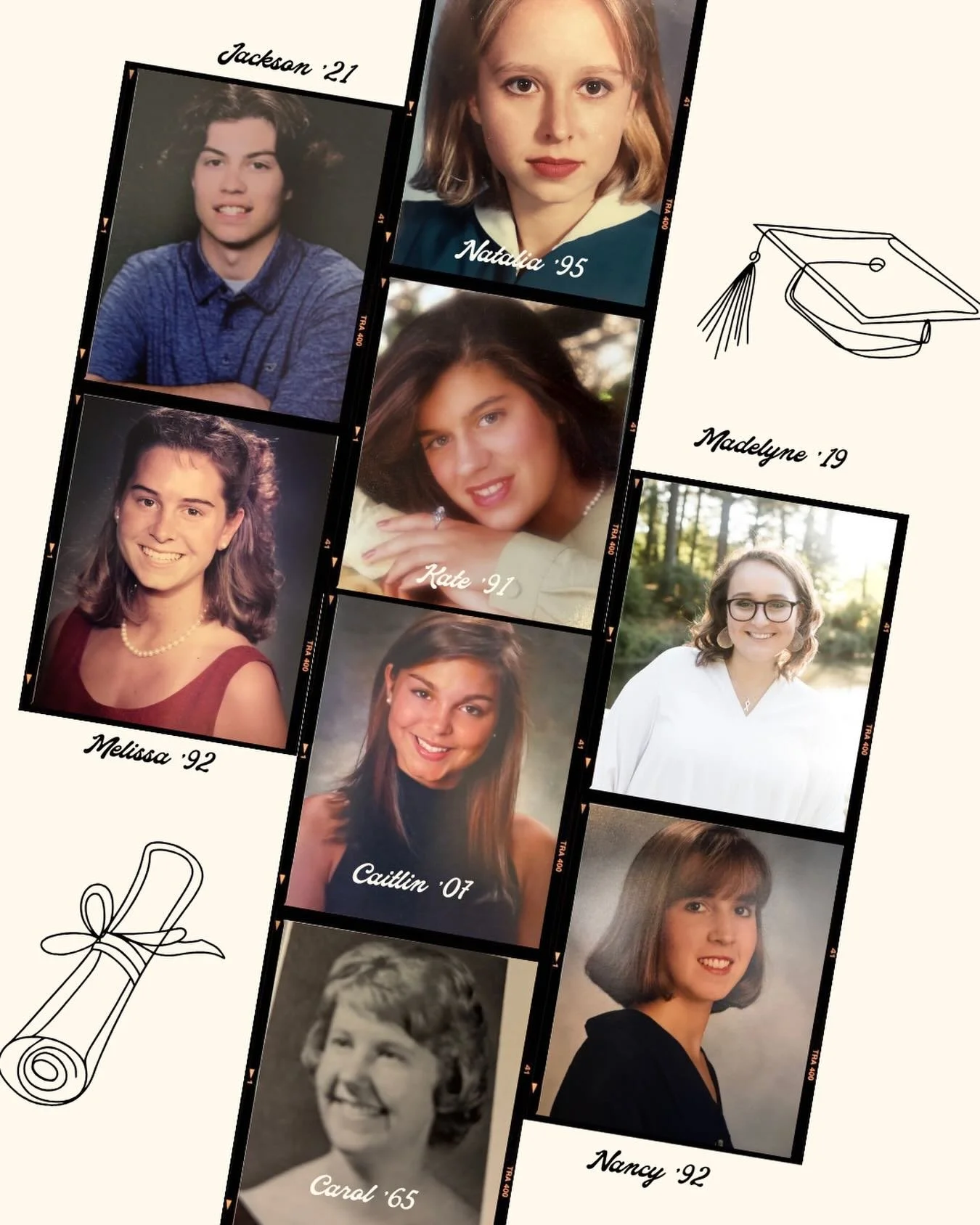 In honor of graduation season, here are some of our staff graduation photos through the years 🎓✨

Jackson &rsquo;21, Melissa &rsquo;92, Natalia &rsquo;95, Kate &rsquo;91, Caitlin &rsquo;07, Carol &rsquo;65, Madelyne &rsquo;19, Nancy &rsquo;92

Wishi