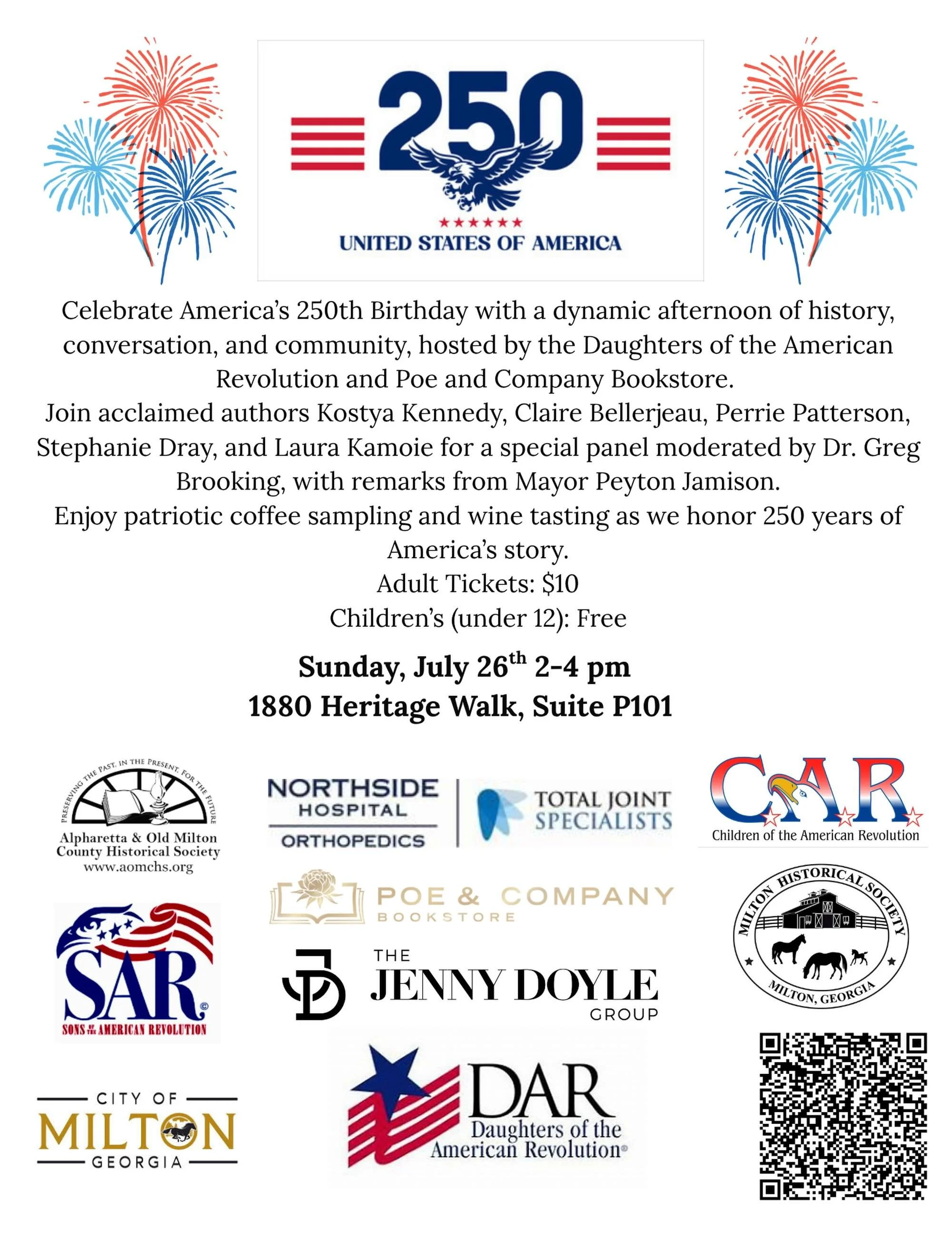 Have you gotten your tickets for America 250 yet?&hellip; 👀

You will not want to miss this fun and patriotic event celebrating America&rsquo;s 250th Birthday! 🇺🇸 

Tickets can be purchased at the link in our bio! ⭐️

#poeandcompanybookstore #milt