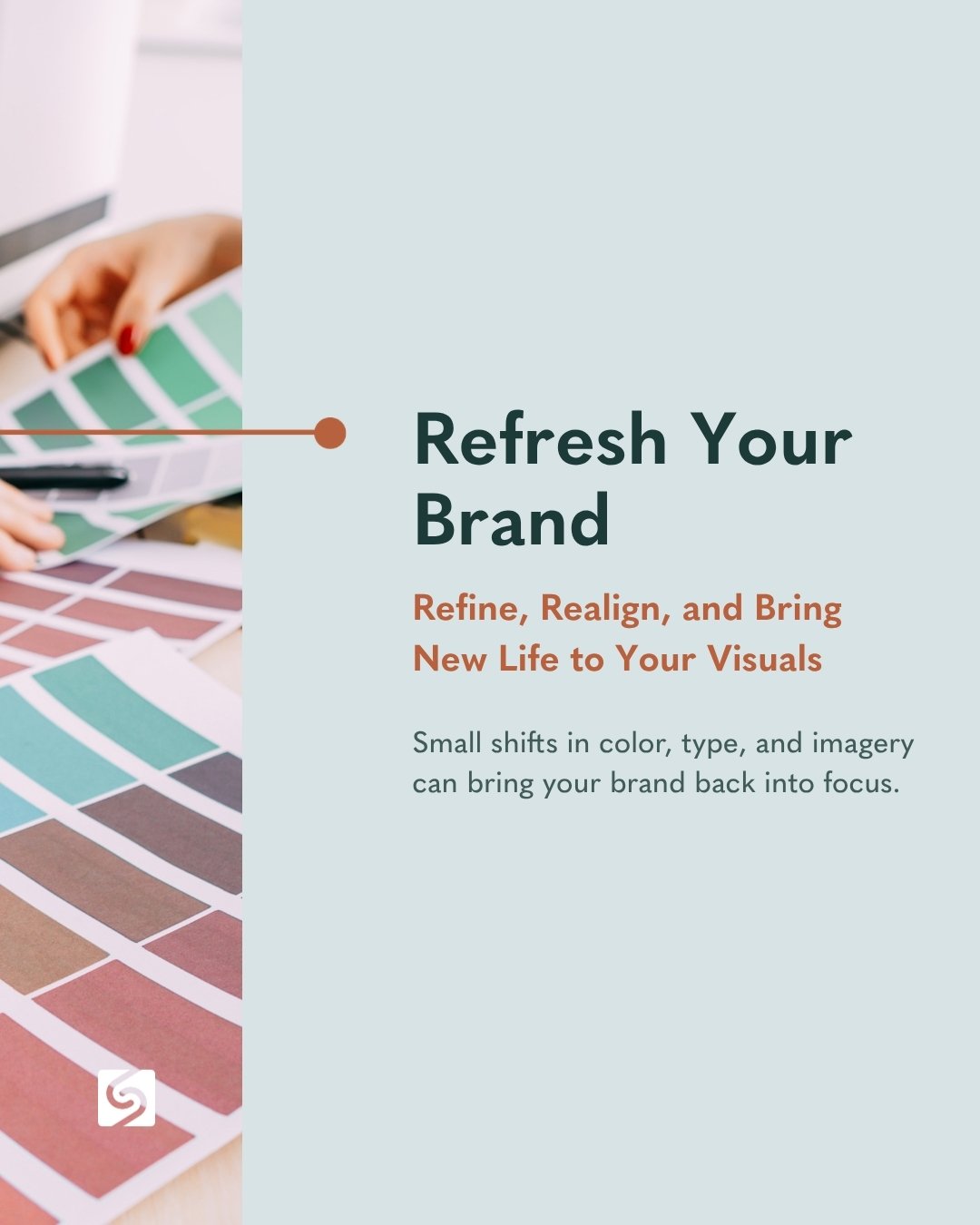 Spring is a natural time to revisit your brand and see what still fits&mdash;and what doesn&rsquo;t.

Focus on the small but meaningful updates: color tweaks, typography refinements, refreshed imagery, and clearer messaging.

Think of it as a seasona