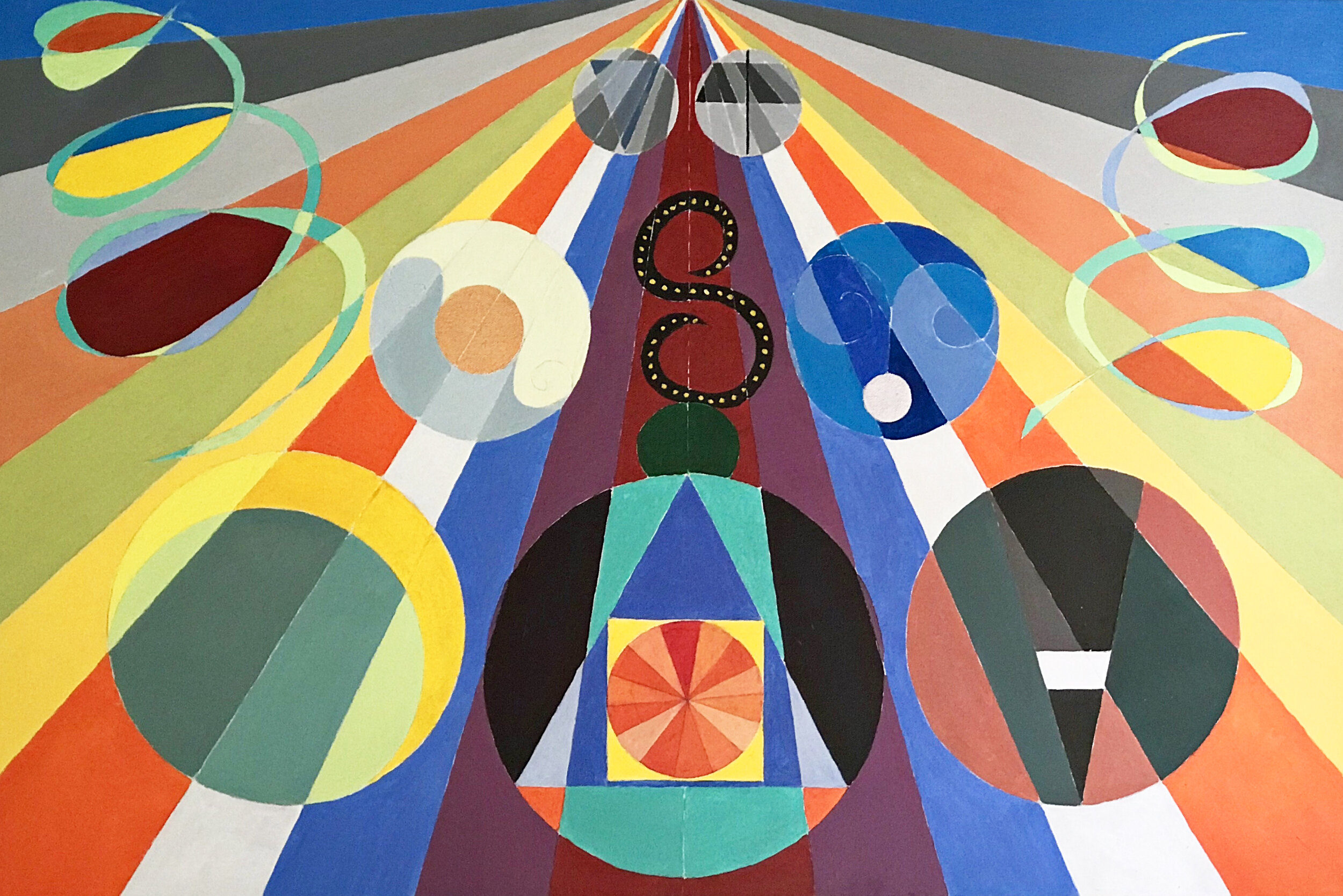 Jane Hudson's abstract paintings are on display at Tunnel City Coffee at MASS MoCA through fall 2019.