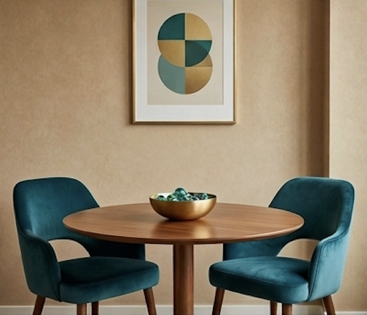 AI generated image of a table and two chairs