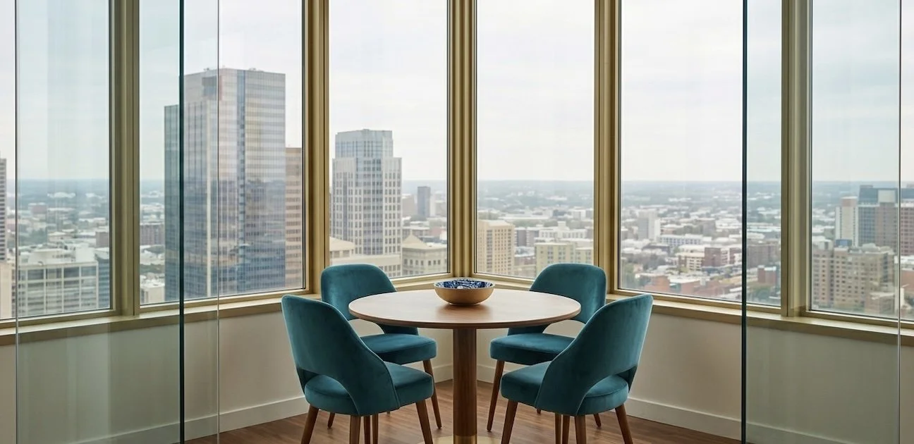 conference table with city view
