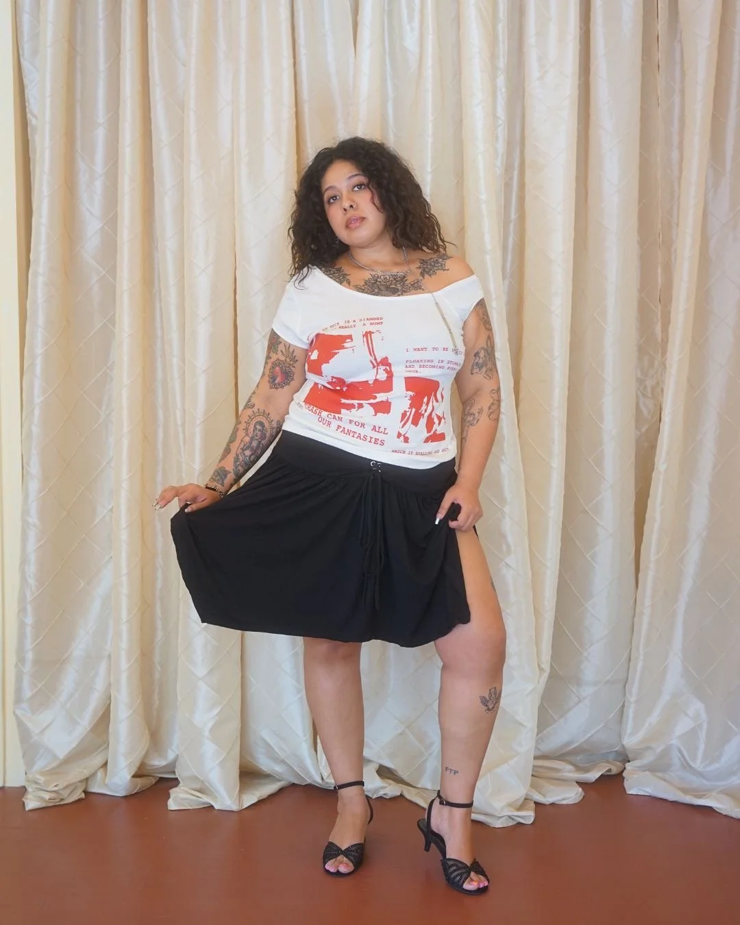 Collage Asymmetrical Baby T - Red & White