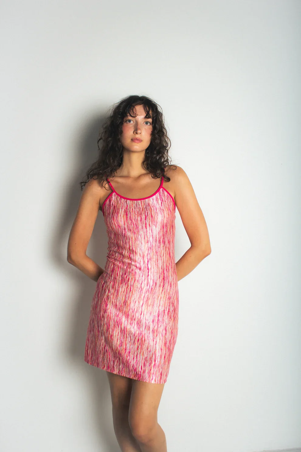 naomi pink dress Naomi Long Sleeve Frill Midi Dress