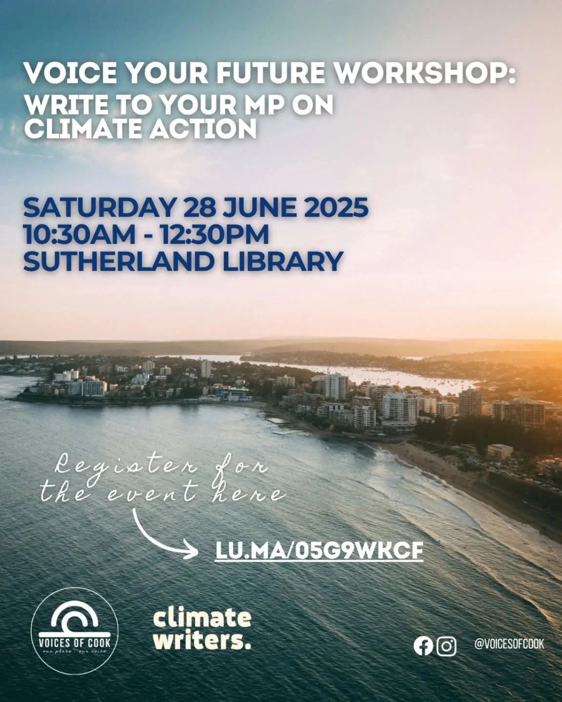 The countdown is on for our event with @climatewriters on Saturday! Will we see you there? 
ICYMI ⬇️
⏰️ Event: Saturday 28 June 2025 | 10:30am - 12:30pm | Sutherland Library 
➡️ Register through Climate Writers event link in our bio ⬅️
🌏 Climate
