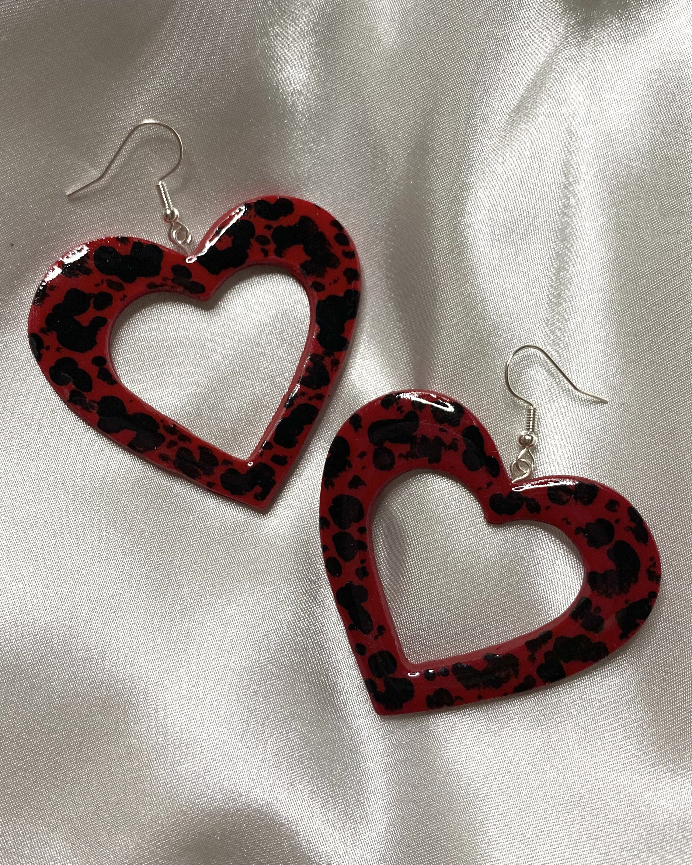 Lady Leopard (Dark Red) Hoop Earrings