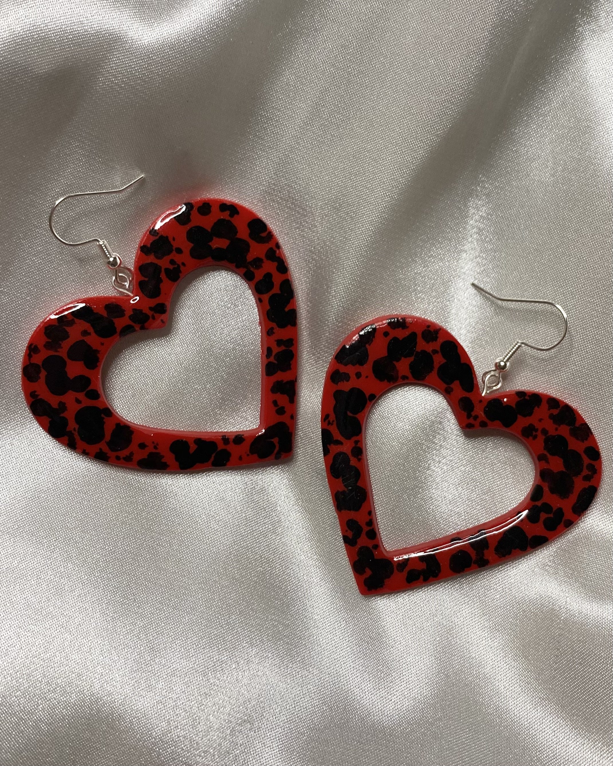 Lady Leopard (Bright Red) Hoop Earrings