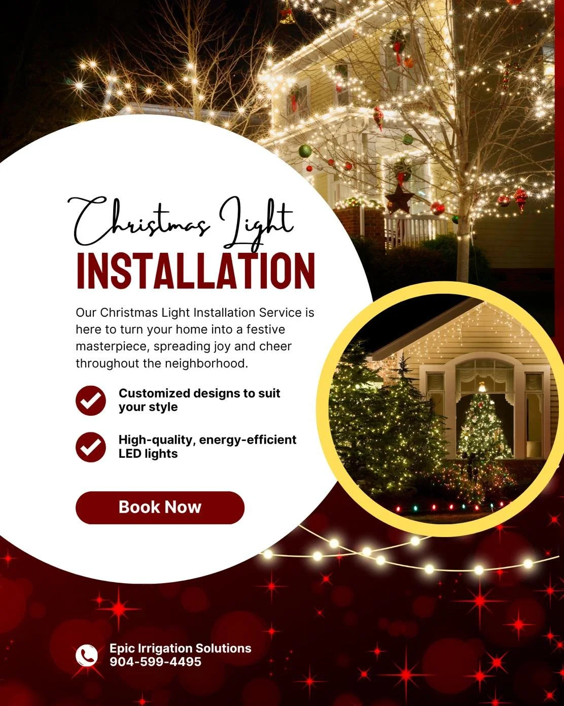 Epic Irrigation Solutions is now offering a festive twist to their services by booking Christmas lighting installations.
With their expertise in outdoor solutions, you can transform your home's exterior into a dazzling winter wonderland. Whether you'