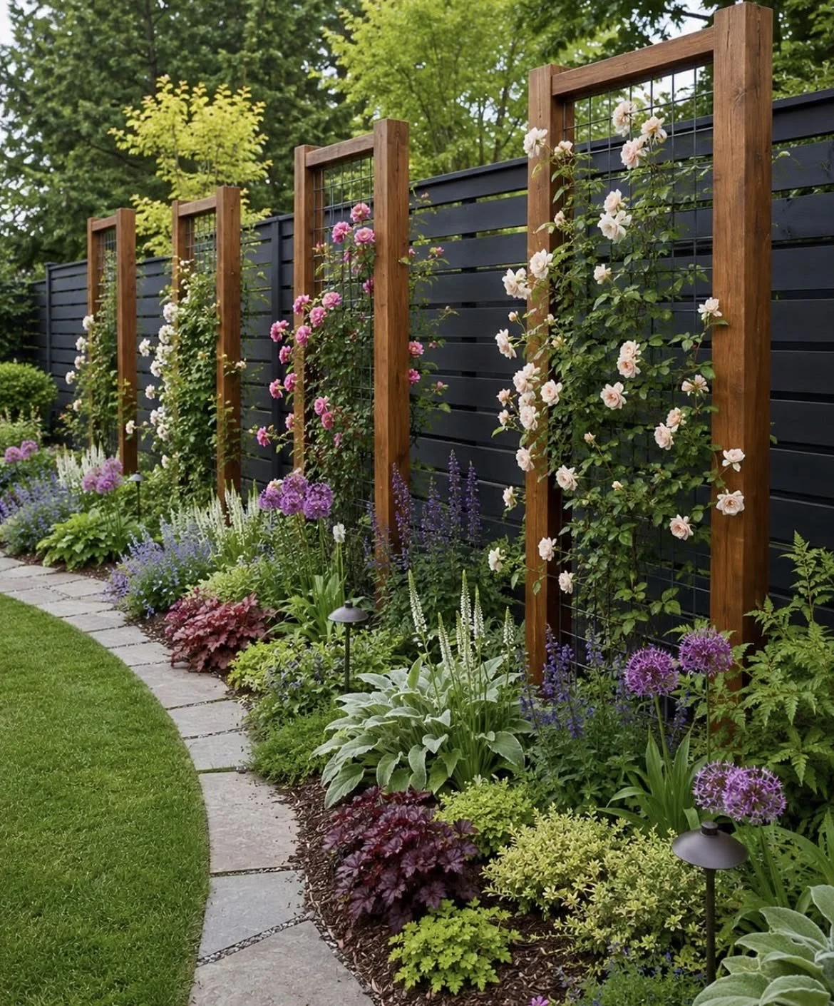 BRADFORD70 - Standing 3 sided Redgum Trellis - 2200 x 1200 / 70