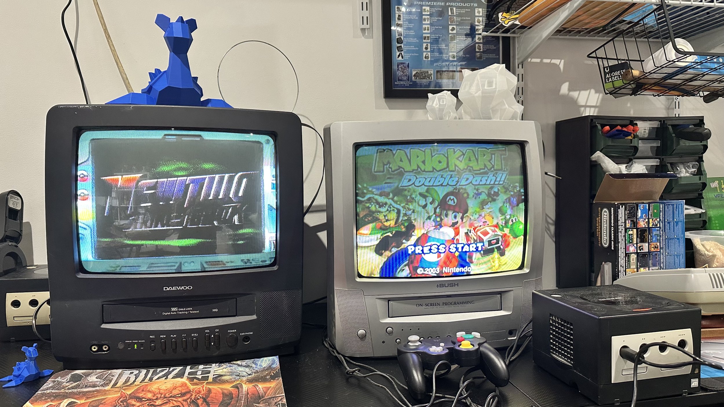 CRT TV with vintage gaming, Pokemon VHS
