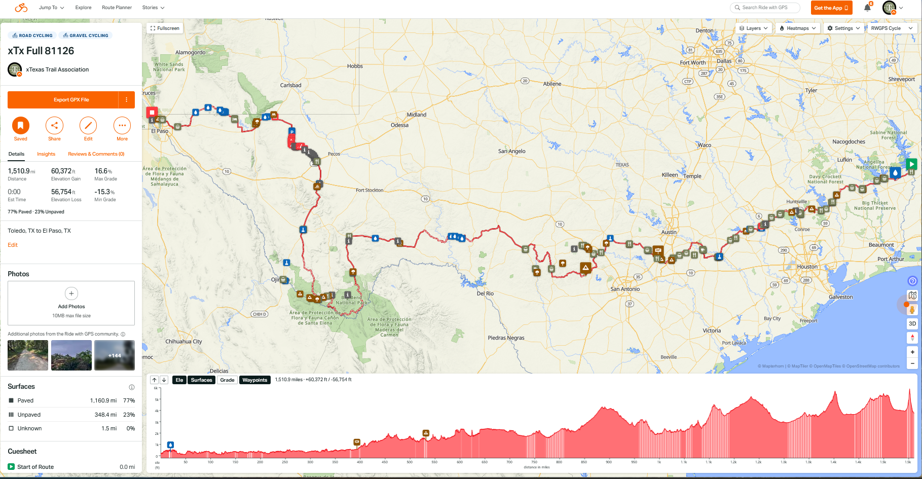 The full xTexas Trail Route