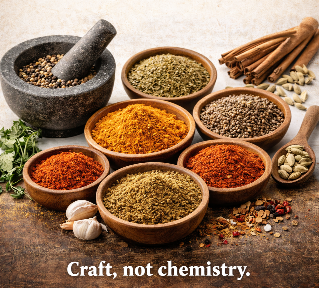 Real Spices, Blended In-House — Not “Flavor Dust”