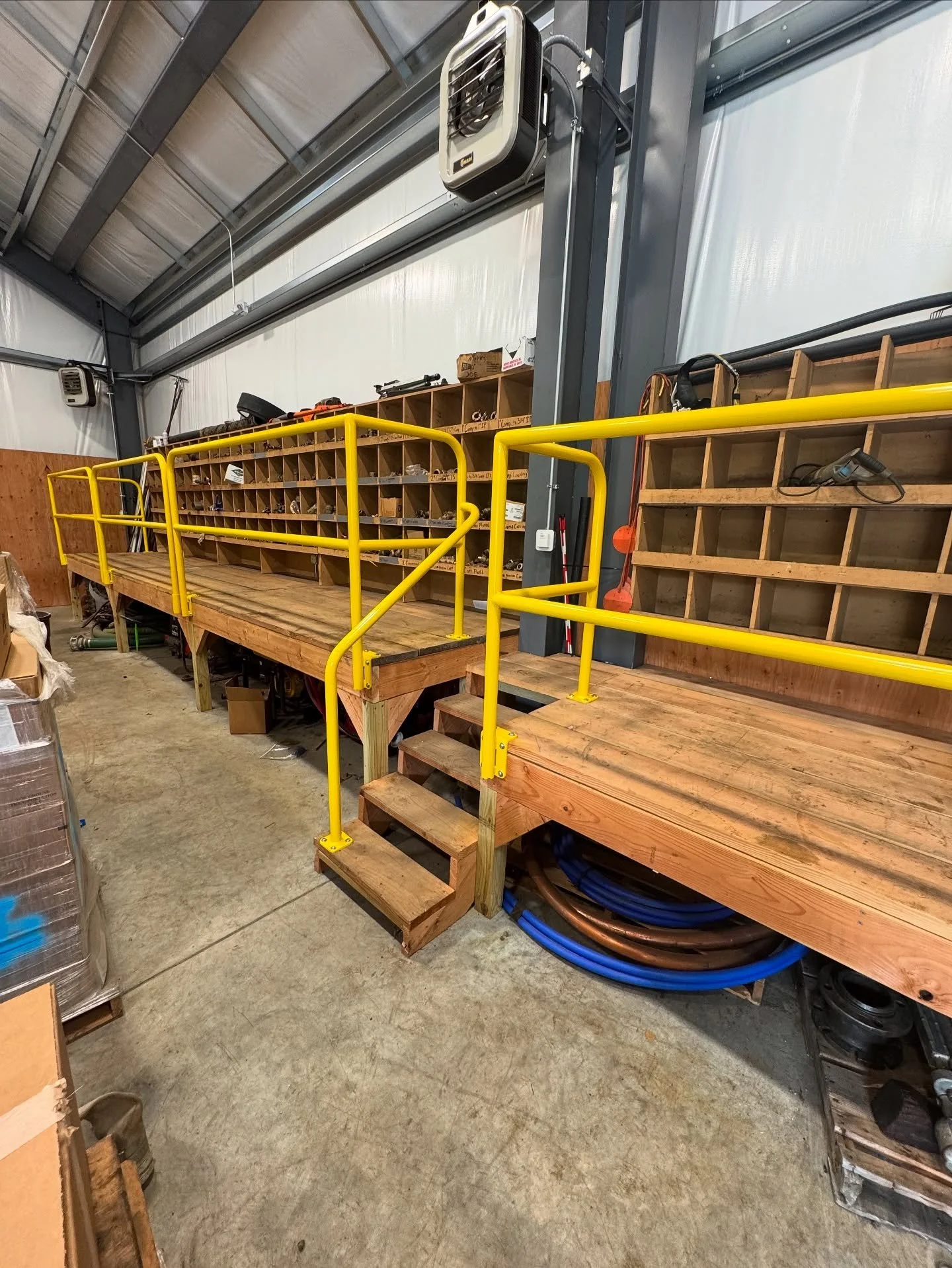 Check out these guard rails we built so personnel can safely access their part storage bins!

#safety #railings #guardrails