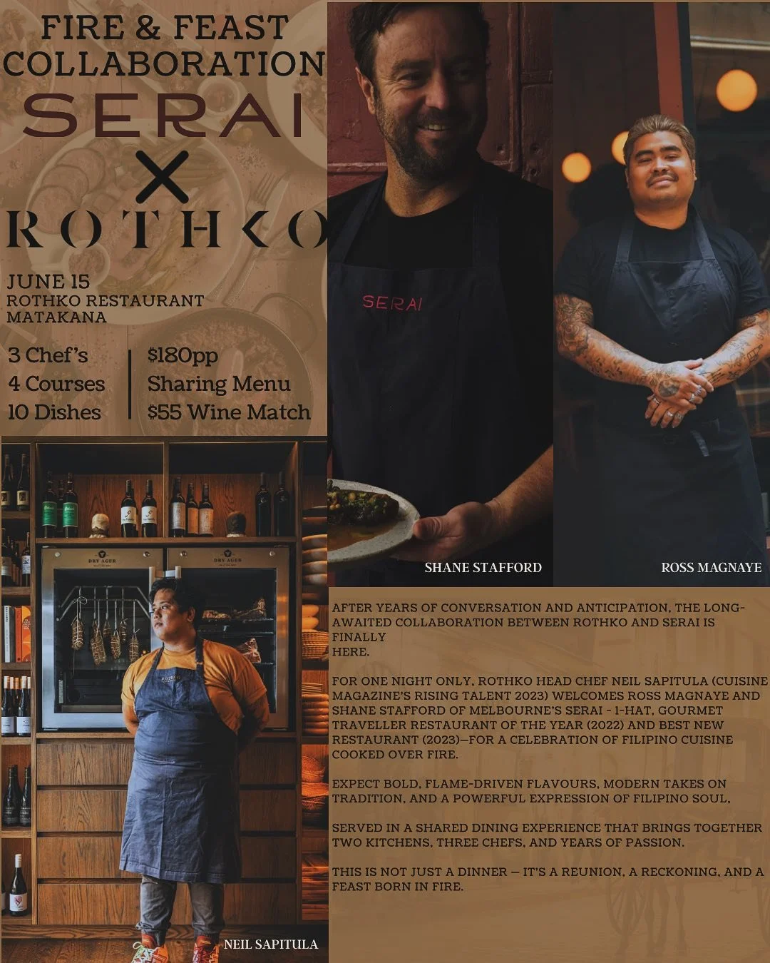 🔥 Collaboration Alert: Rothko x Serai 🔥
We&rsquo;re excited to announce a special one-night-only collaboration on June 15, 2025 at Rothko!

Chef @magnayerosschef and @shaneroystafford of Serai&mdash;one of Melbourne&rsquo;s most acclaimed restauran