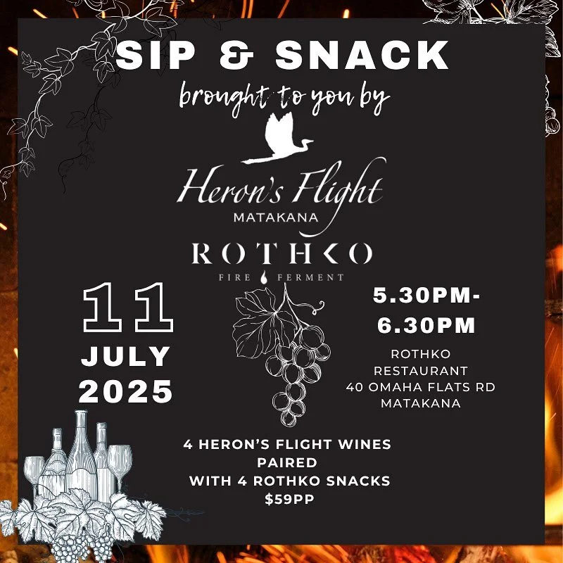 Sip and Snack 🍷✨
Join us for a laid-back tasting night at Rothko with Heron&rsquo;s Flight wines and Rothko snacks to match &mdash; 4 wines, 4 bites, $59pp, shared at communal tables.

The perfect pre-dinner hangout&hellip; or extend your night and 