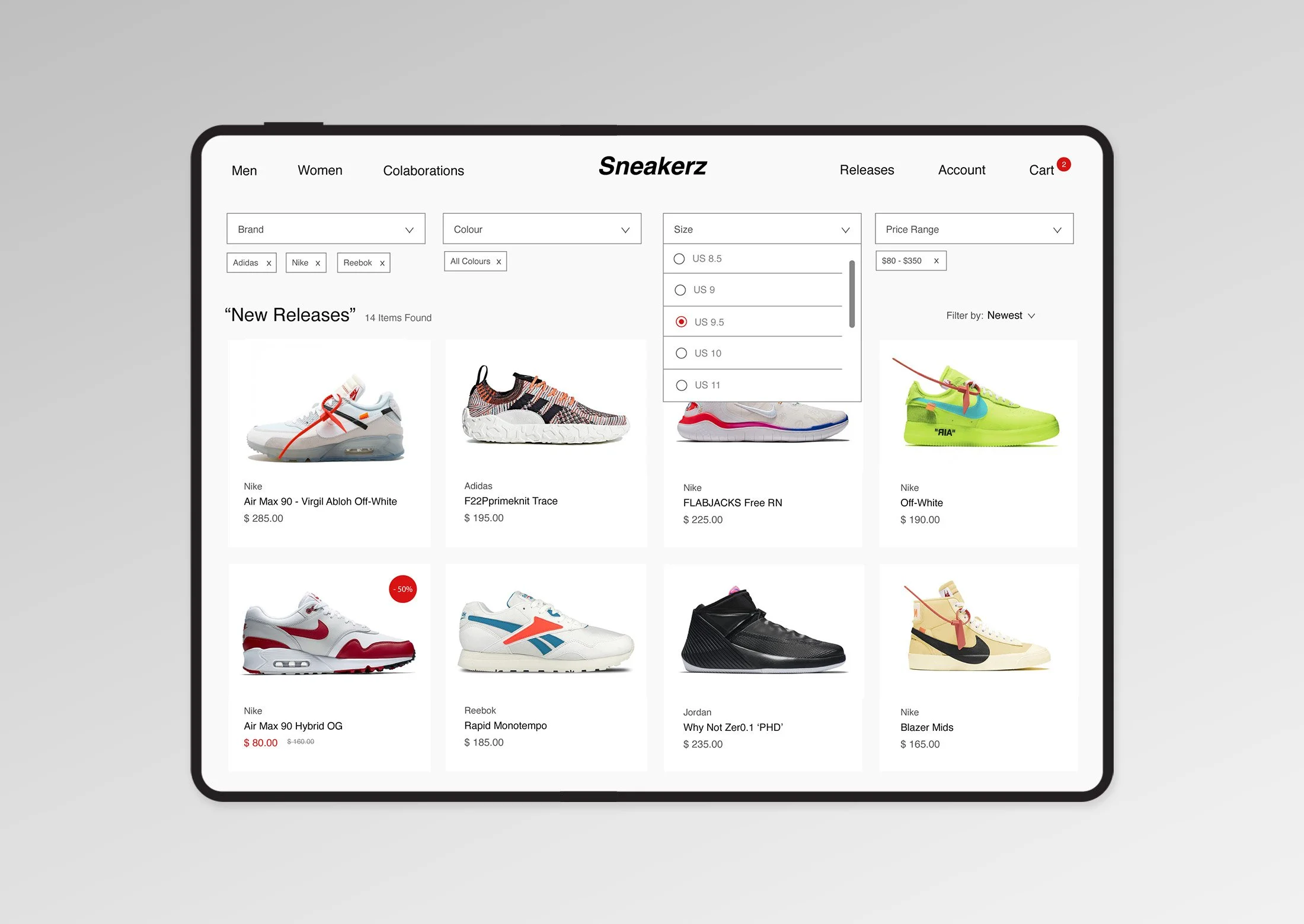 Sneakerz products with filters