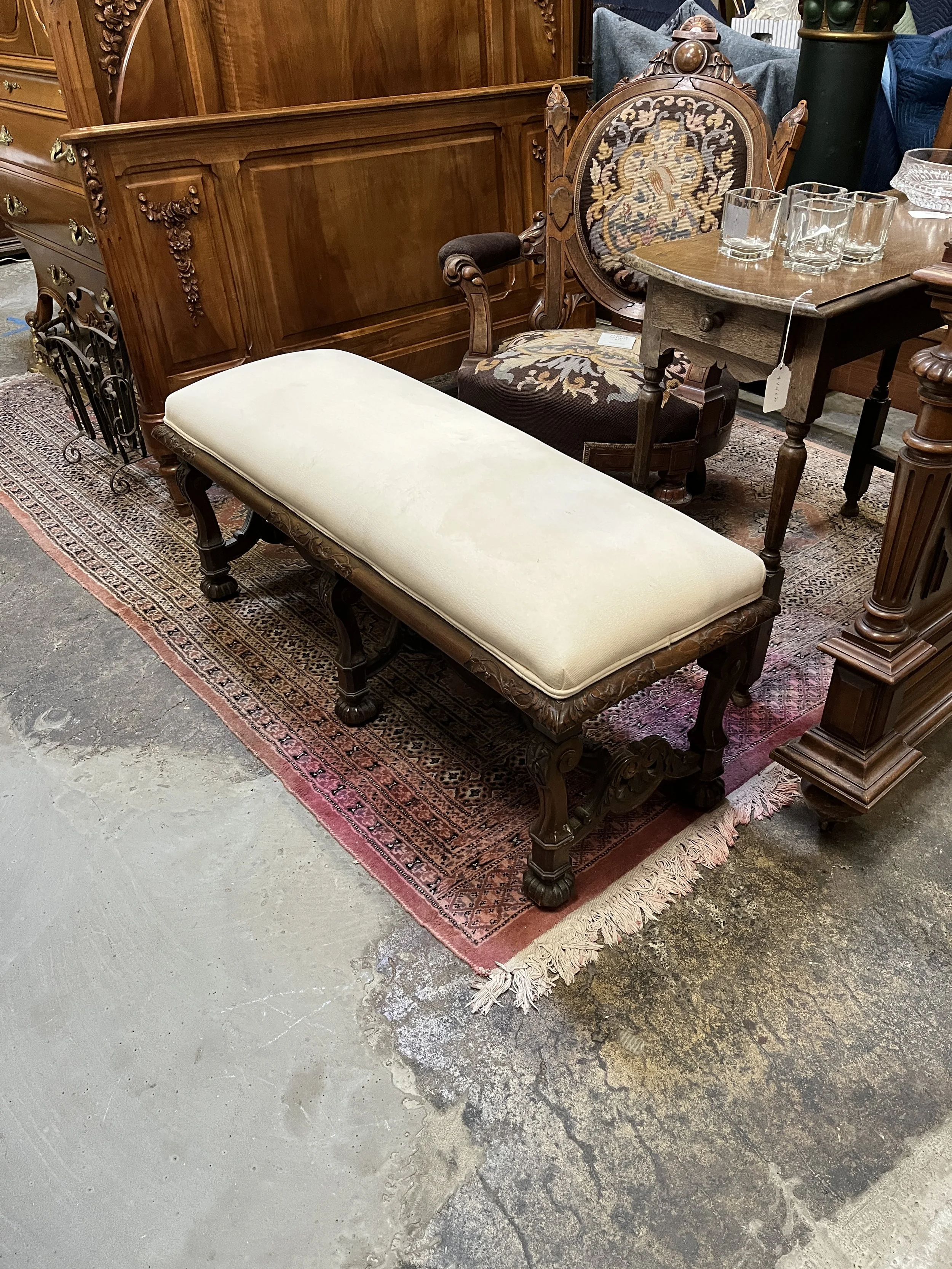7RM16 - Carved Walnut Bench
