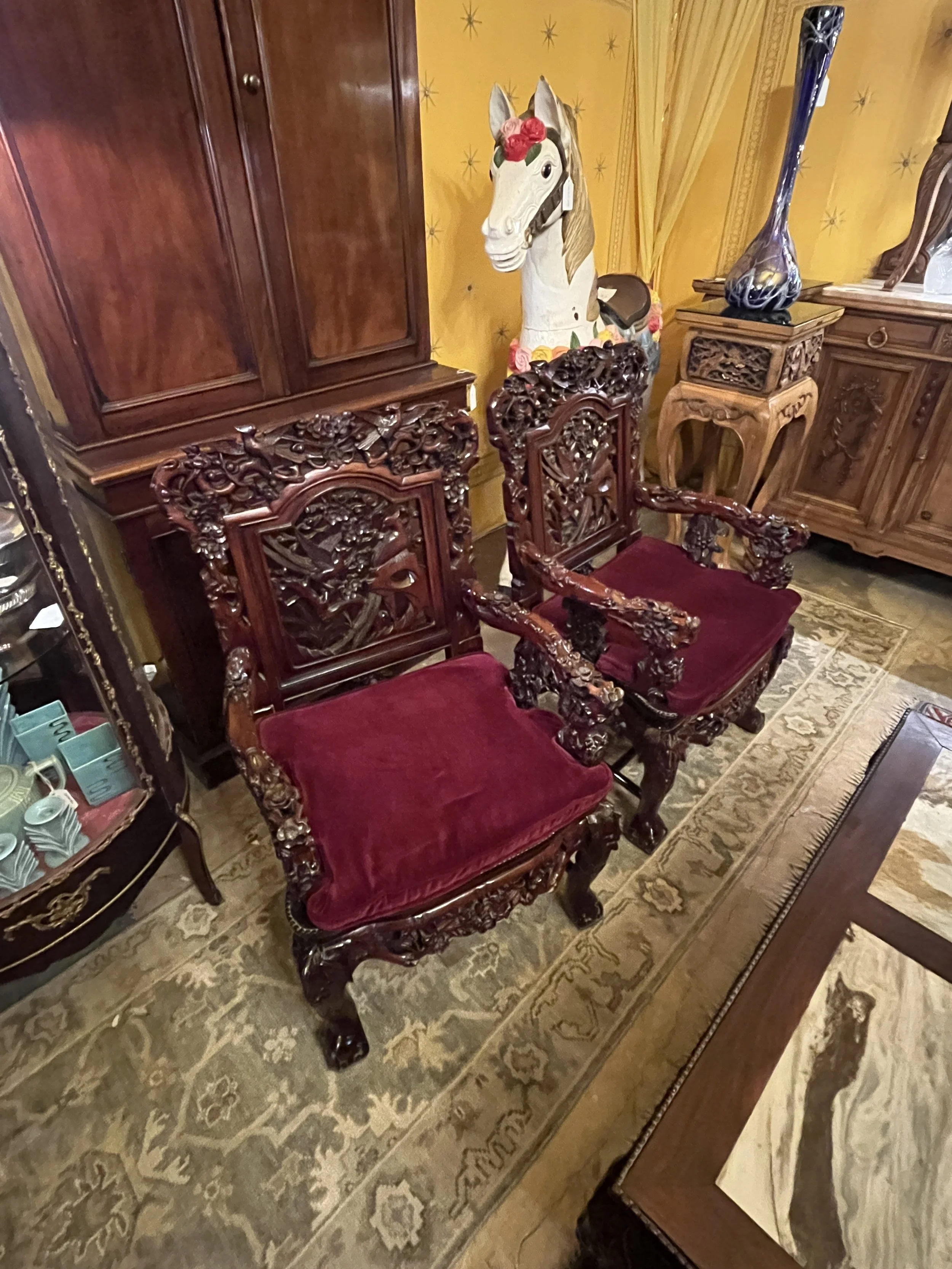 1RM20 - Pair of Chinese Rosewood Arm Chairs