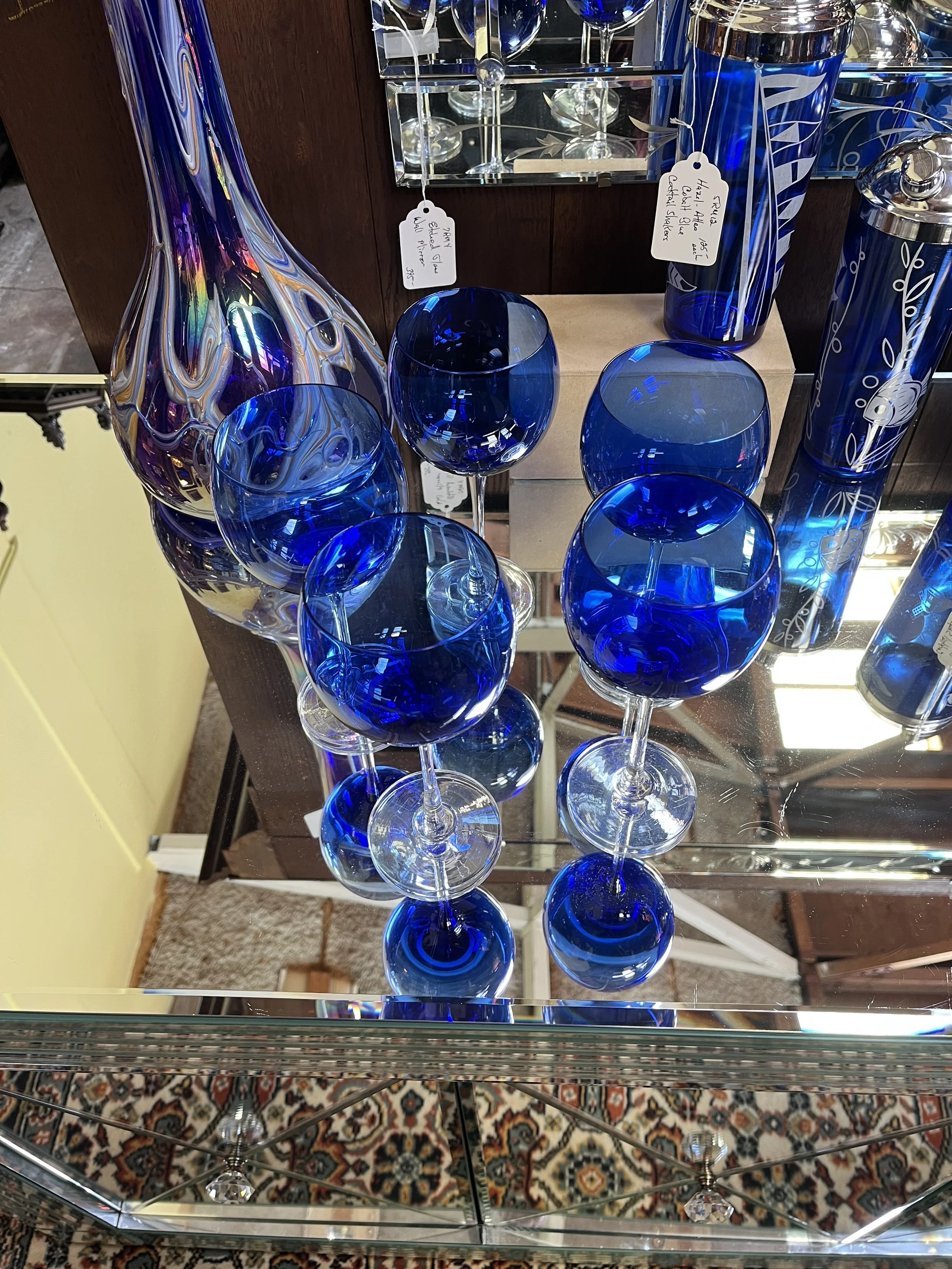 7RM10 - Set of Ten Cobalt Blue Wine Glasses