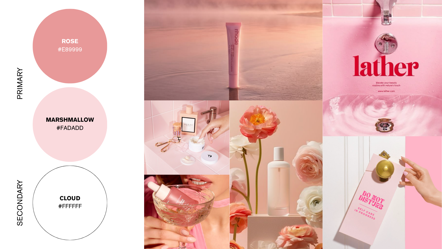 Pink brand colour palette aesthetic by Shout + Co. graphic designer in Auckland, New Zealand