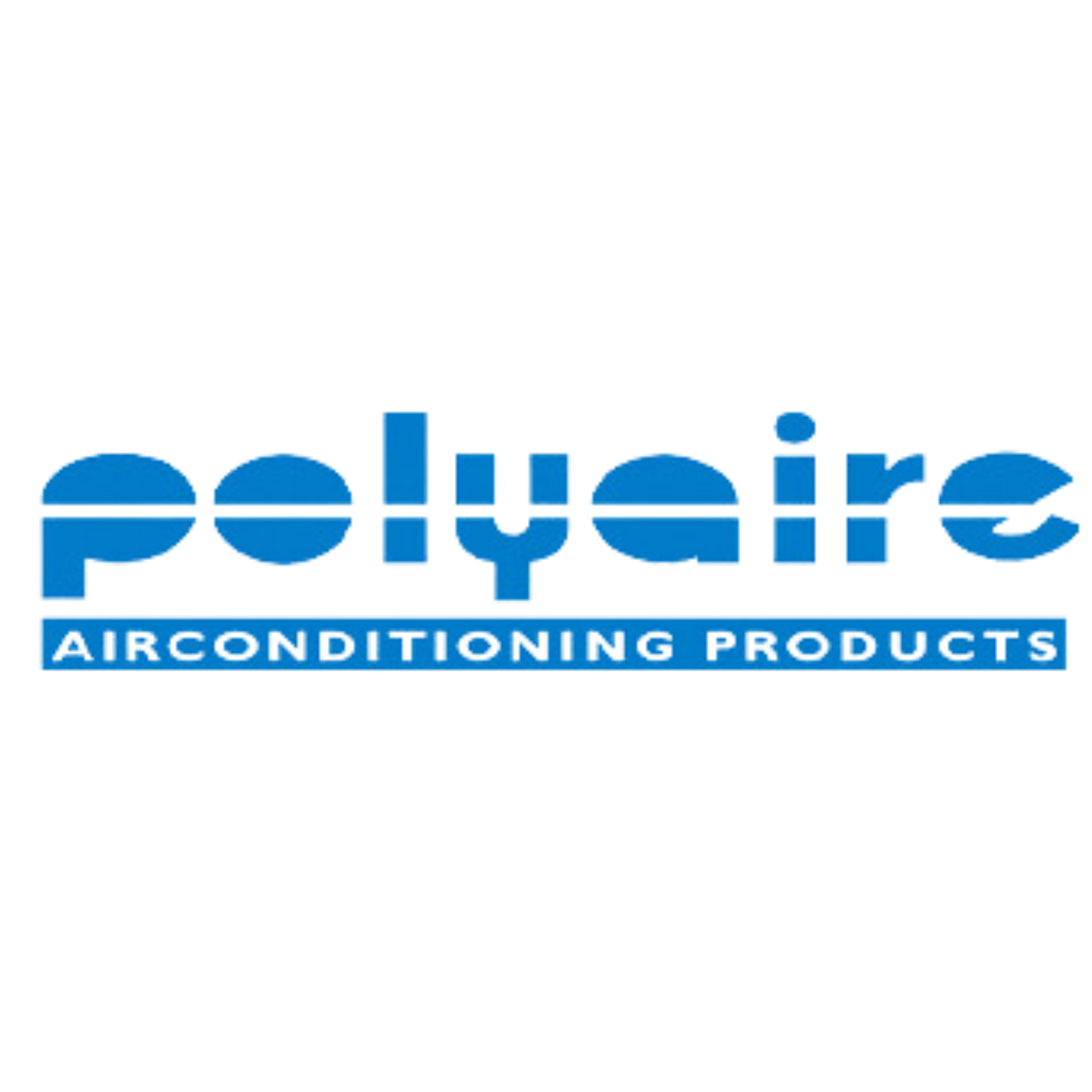 Logo of Polyaire Airconditioning Products in blue and white.