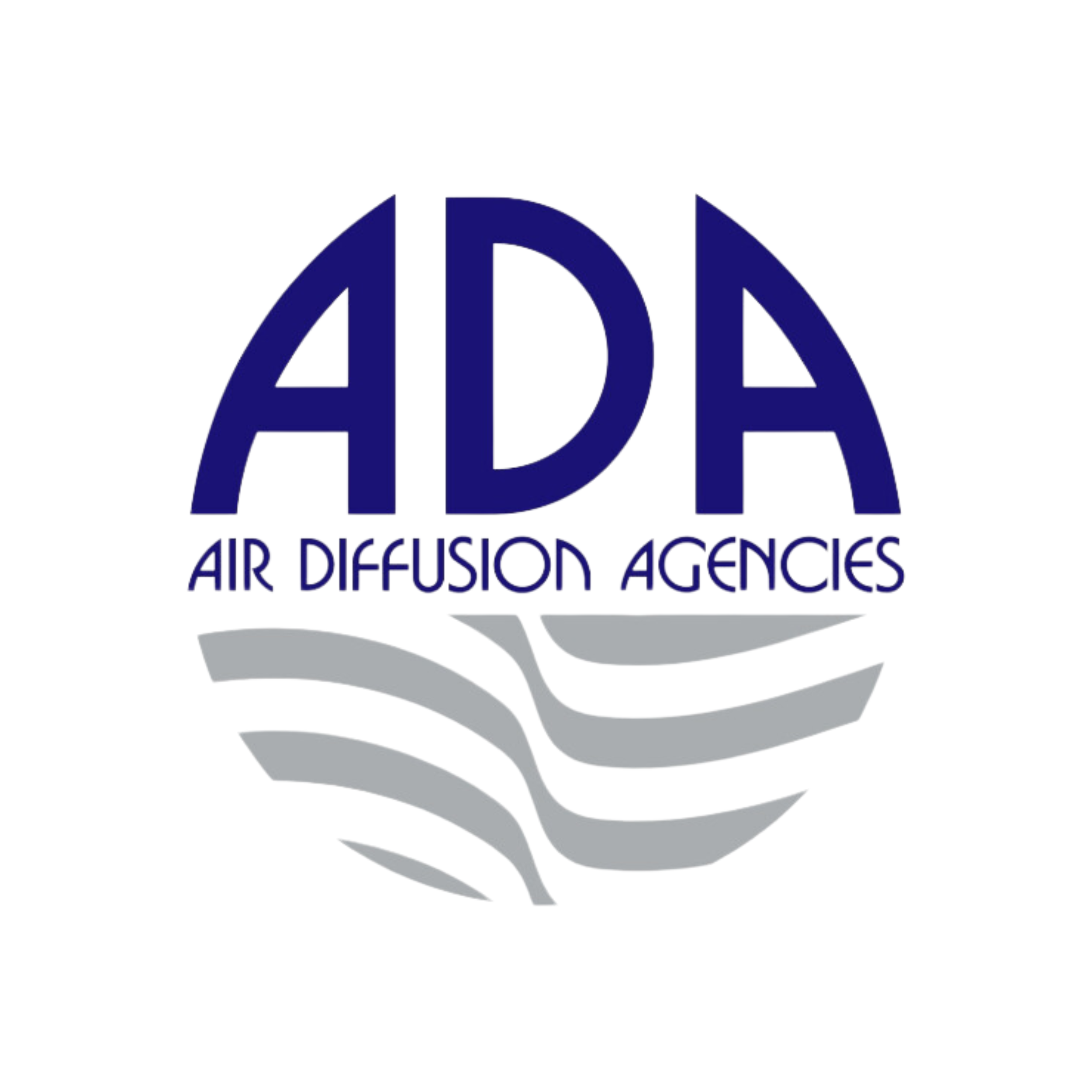 Logo of Air Diffusion Agencies with stylized text and gray abstract shapes.