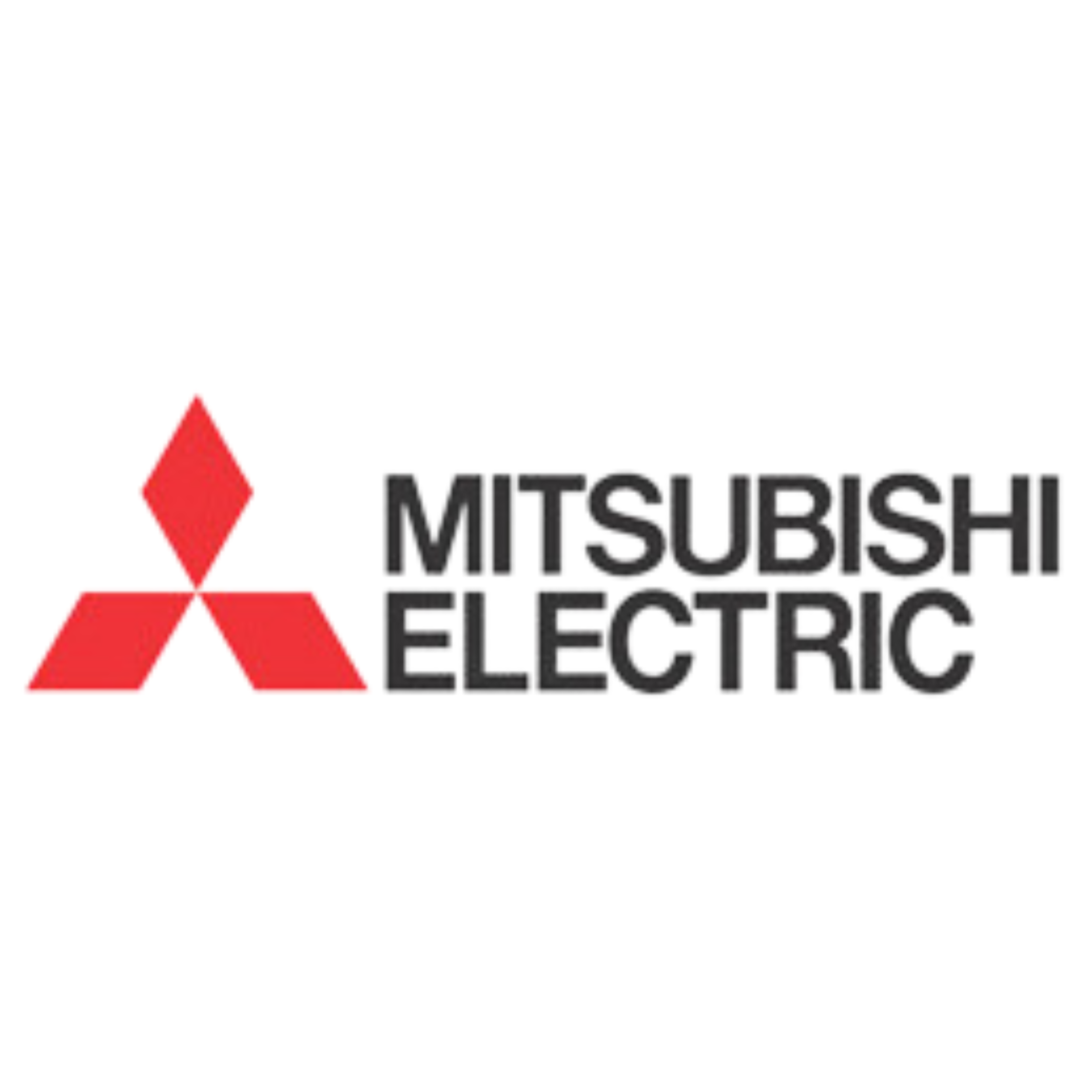 Mitsubishi Electric logo with a red triple-diamond symbol and black text on a white background.