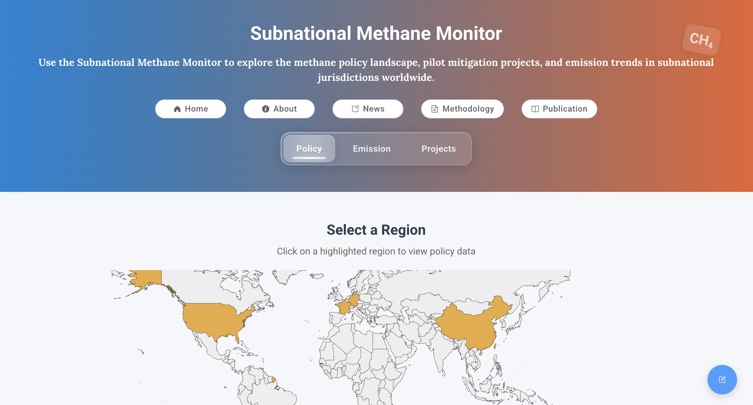 Subnational Methane Monitor Homepage