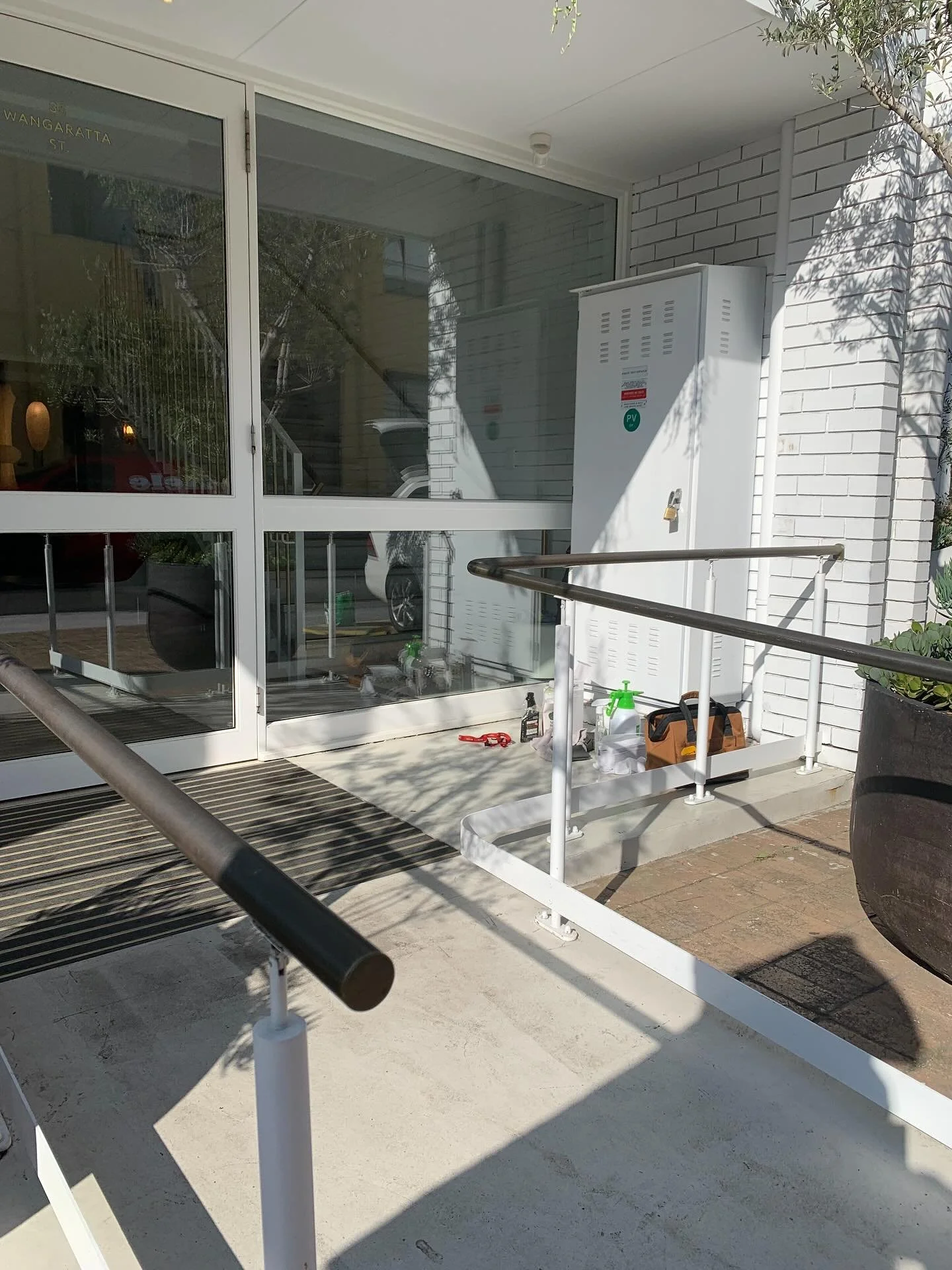 The brass railing at Mecca&rsquo;s headquarters also needed restoring. It&rsquo;s now protected shine will last and be a fitting entrance for visitors. Thanks for the project Kate from Mecca and also Richard from Brass Razoo