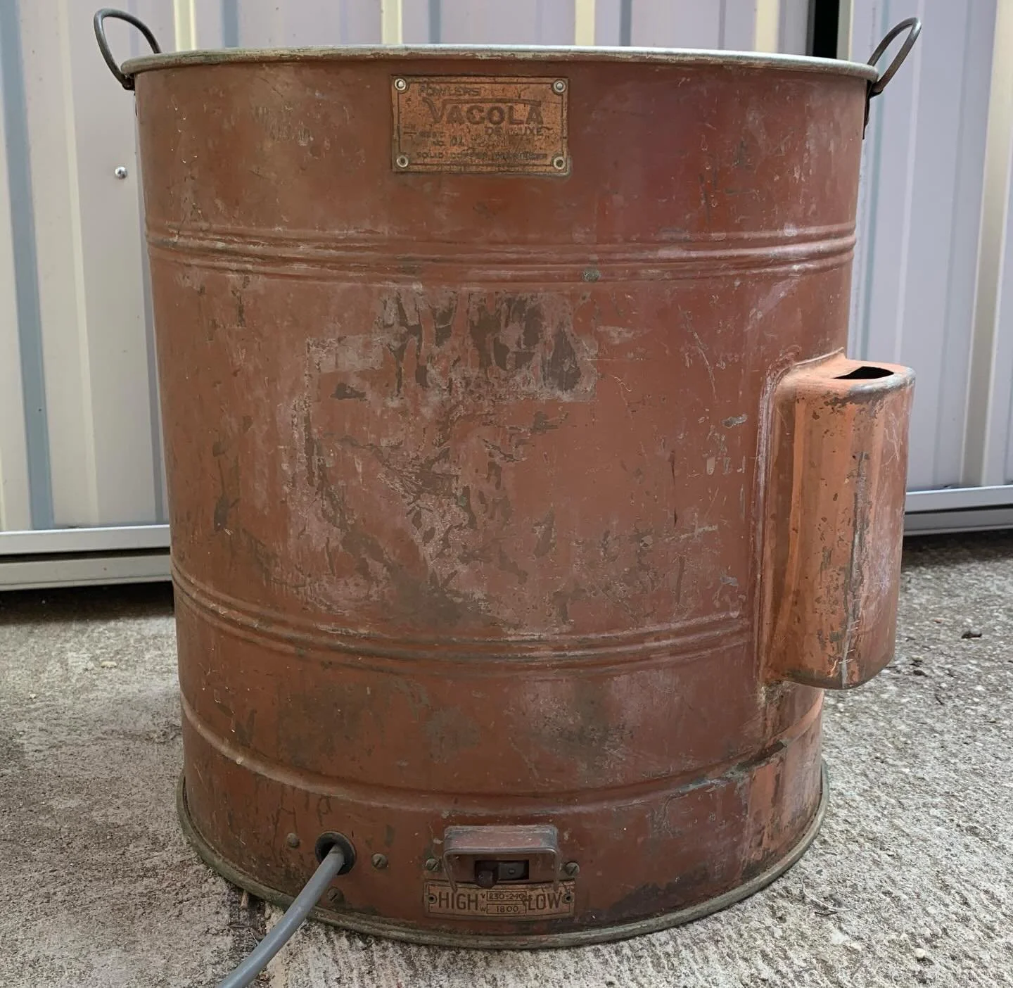 A classic Vacola food preserving unit in need of the Copper Doctors TLC (tender loving copper restoration)