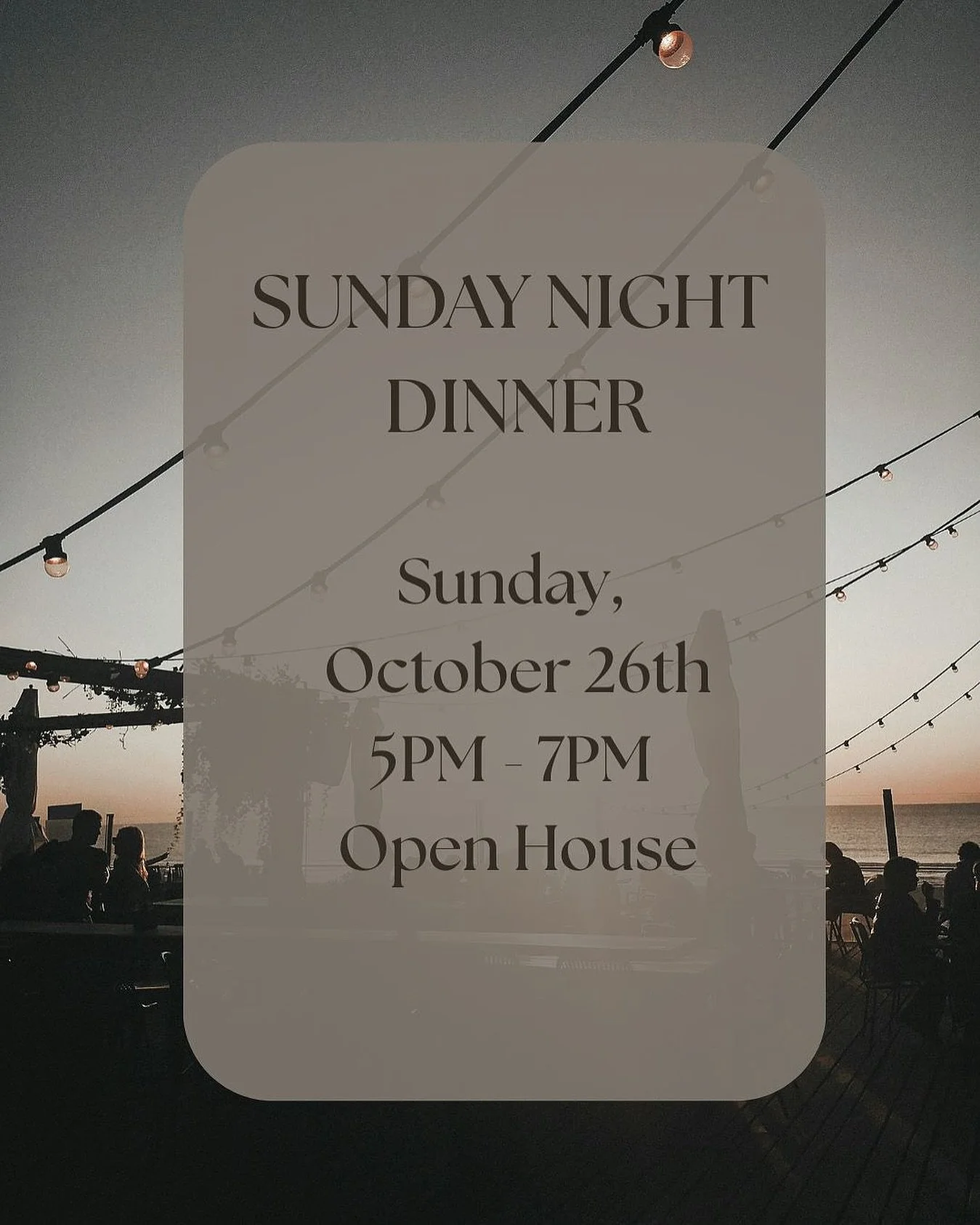 It’s that time again! Our Sunday night dinner is happening THIS Sunday, October 26th! 
Open House vibes, drop in any time between 5pm - 7pm at Michelle and Amen’s house. Come for some good food and hangs with our sweet community. 
Head