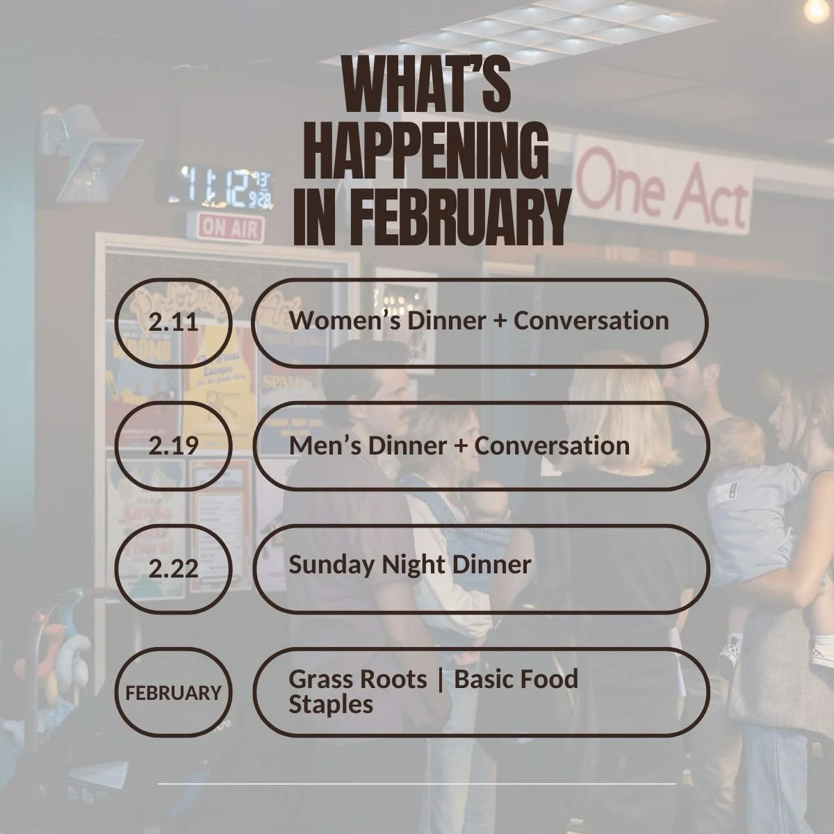We finished January STRONG with some incredible community and service driven events! We love seeing all that God is building in our church community and city. 

Join us in February as we continue our desire to bring more of Heaven to our city by know